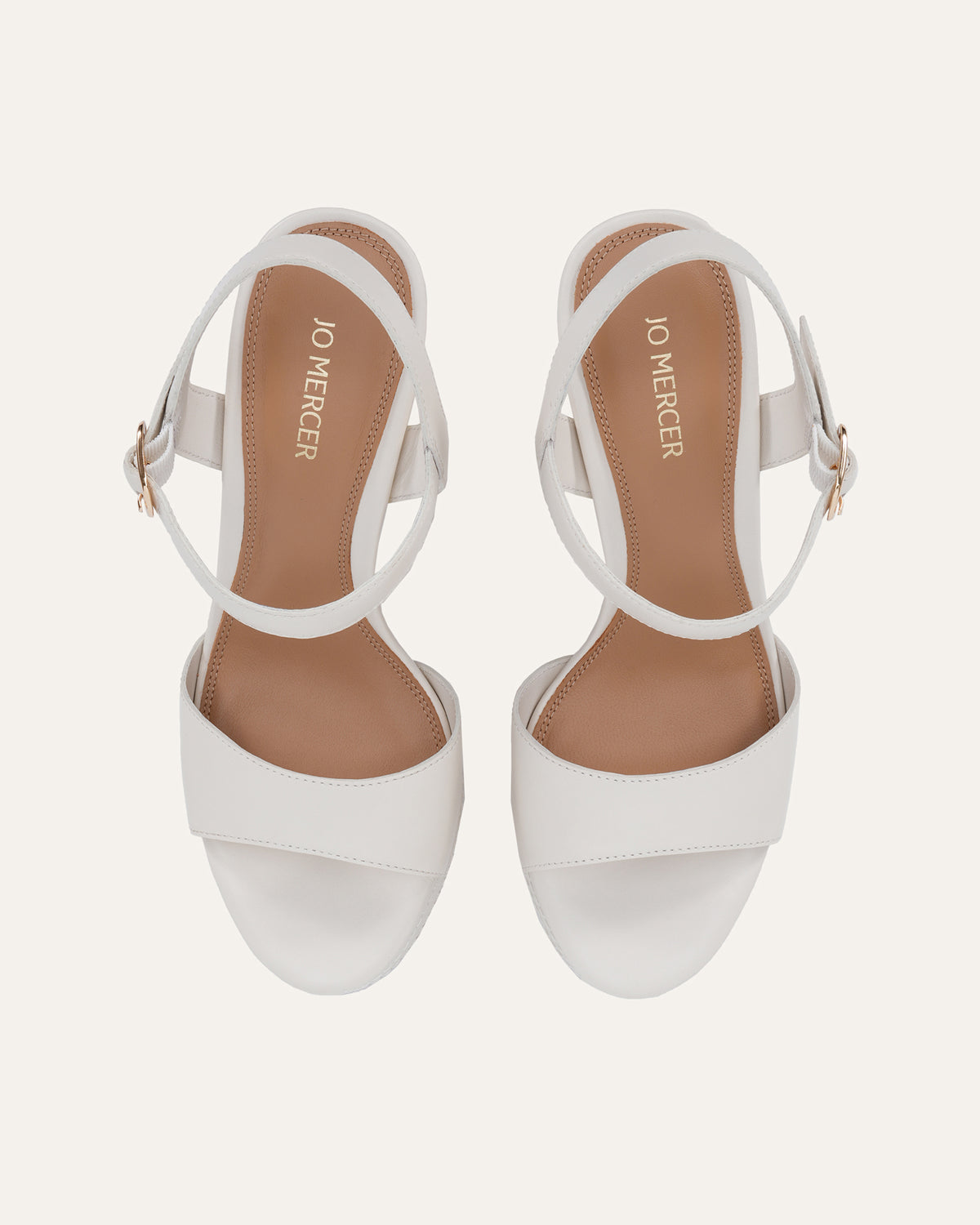 CASEY HIGH HEEL PLATFORM SANDALS ANTIQUE WHITE LEATHER