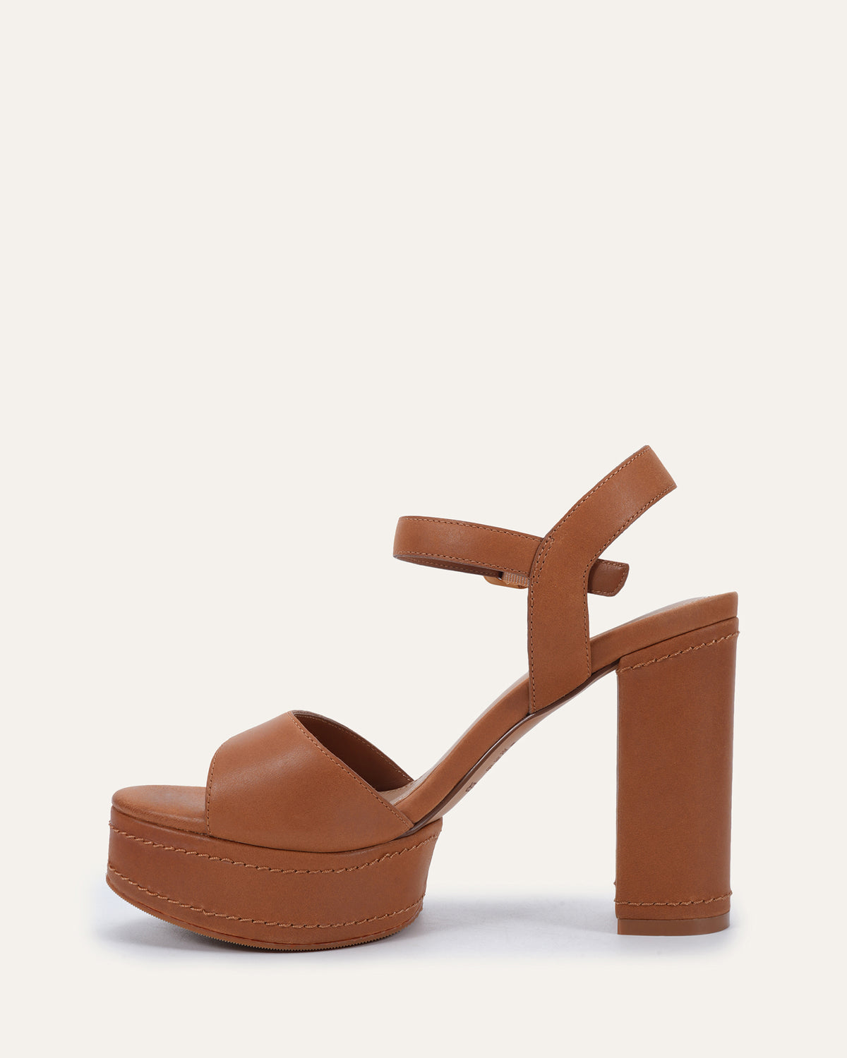 CASEY HIGH HEEL PLATFORM SANDALS TAN LEATHER