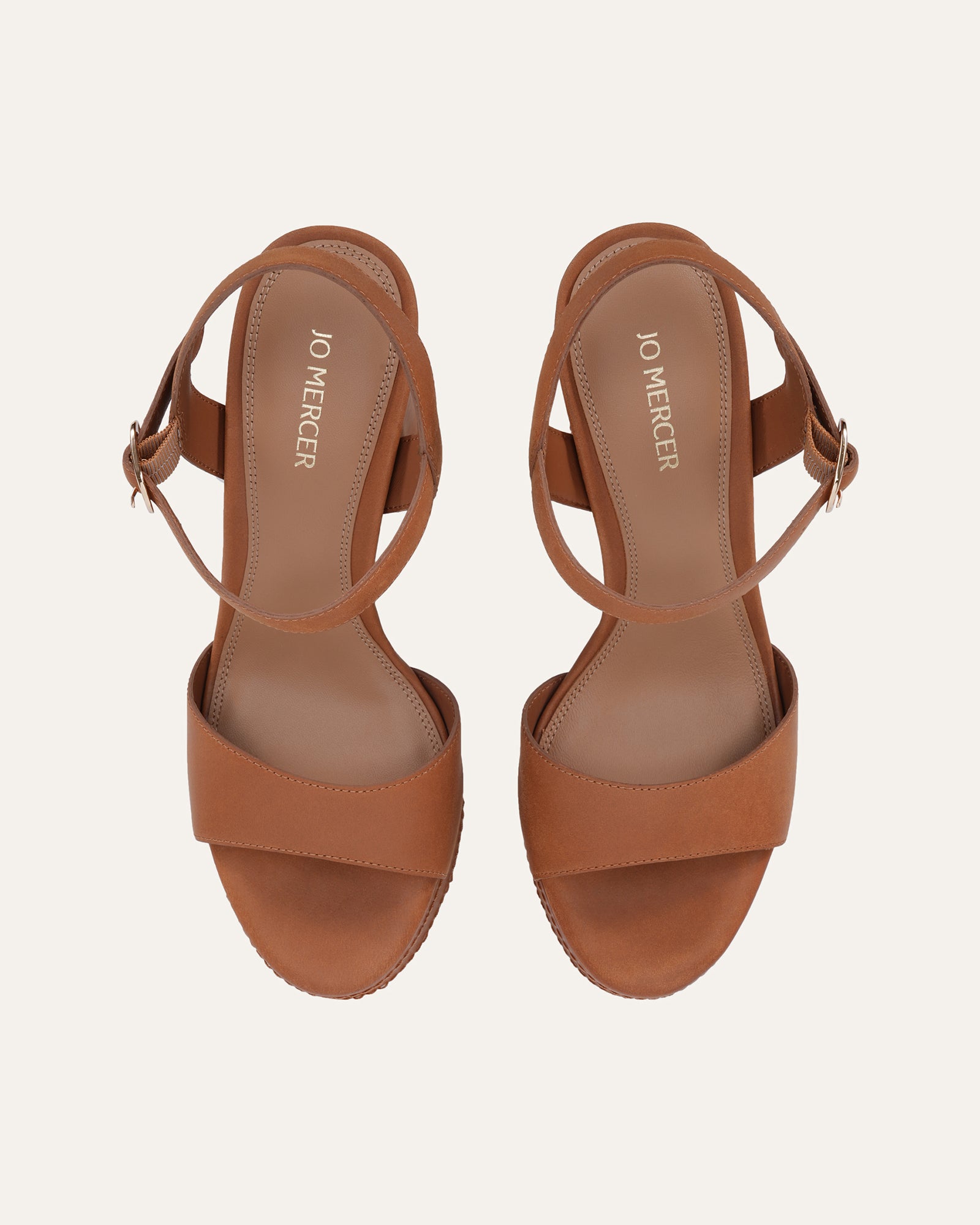 CASEY HIGH HEEL PLATFORM SANDALS TAN LEATHER image