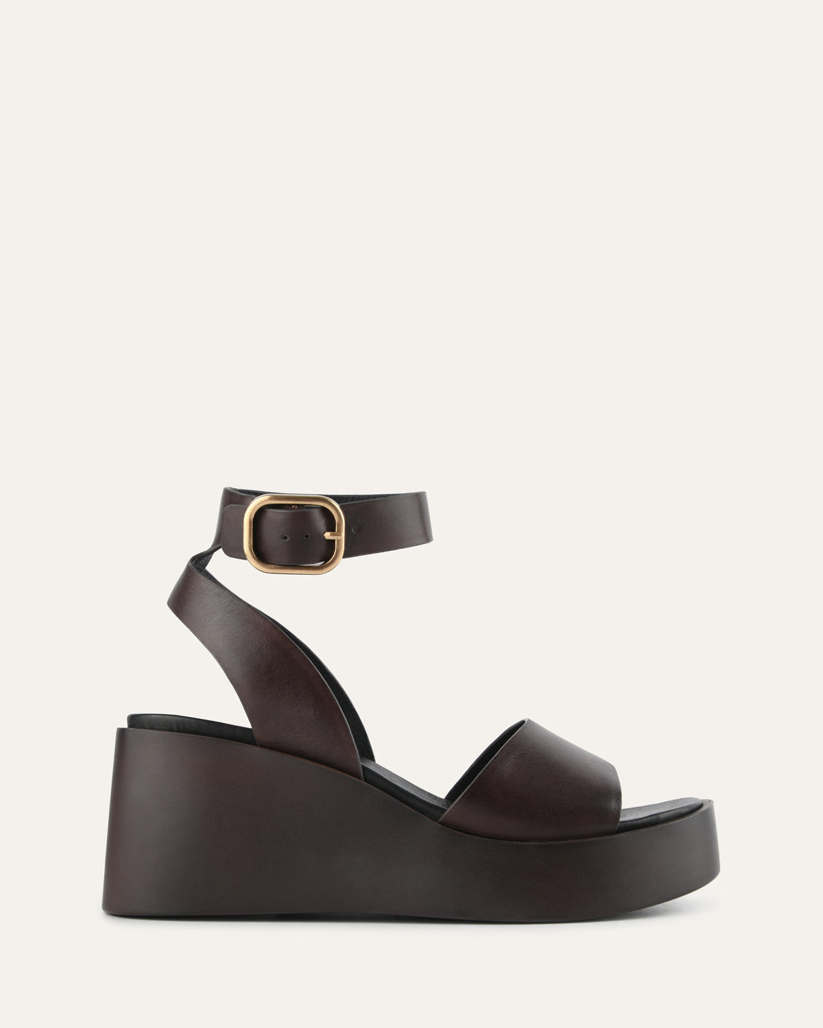 CASSIE MID WEDGE SANDALS CHESTNUT LEATHER