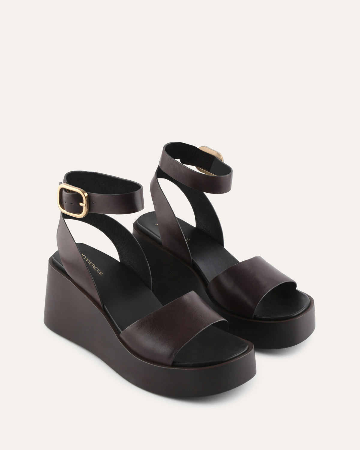 CASSIE MID WEDGE SANDALS CHESTNUT LEATHER
