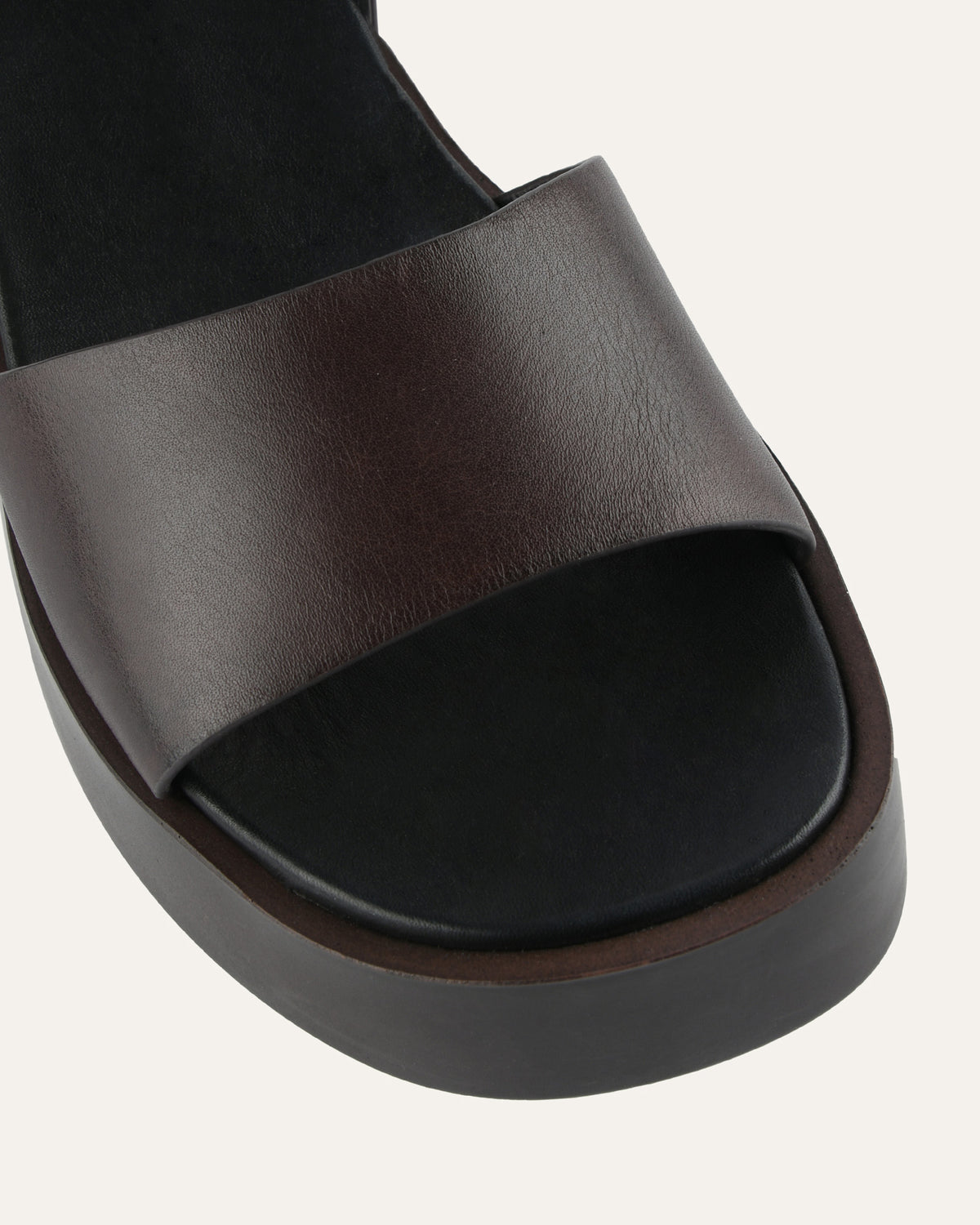 CASSIE MID WEDGE SANDALS CHESTNUT LEATHER