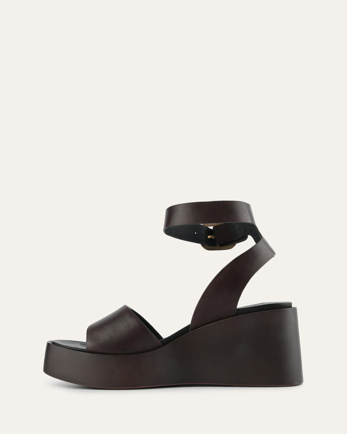 CASSIE MID WEDGE SANDALS CHESTNUT LEATHER
