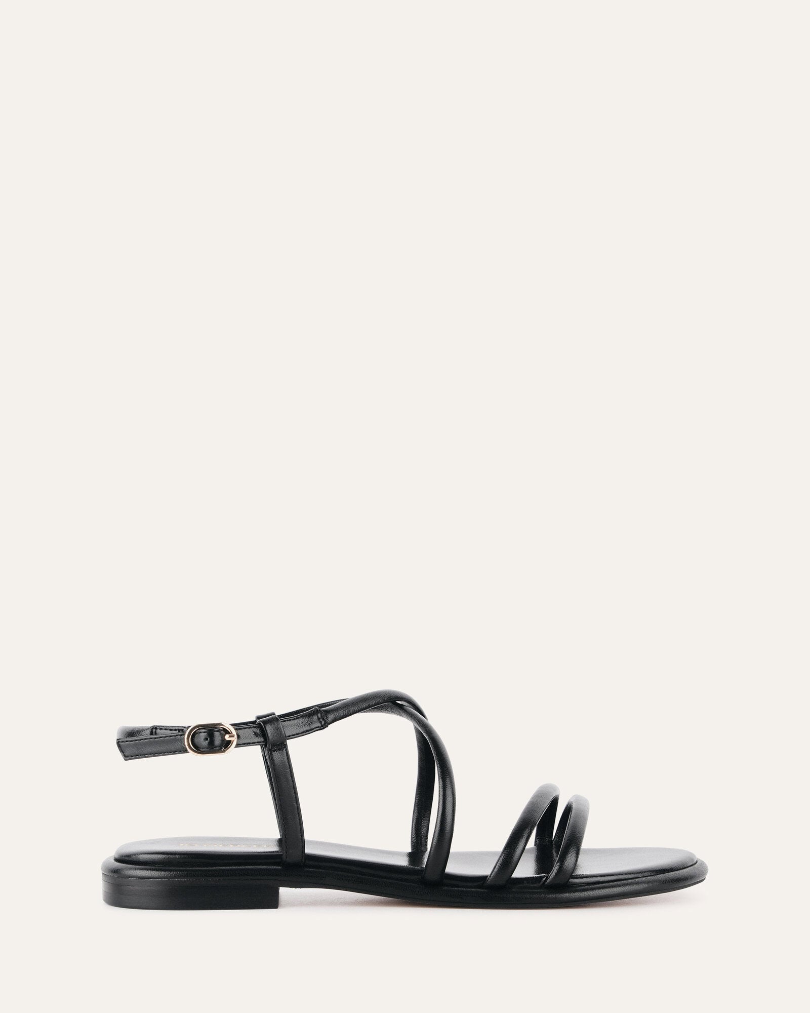 CATALINA FLAT SANDALS BLACK LEATHER Jo Mercer - Main Image