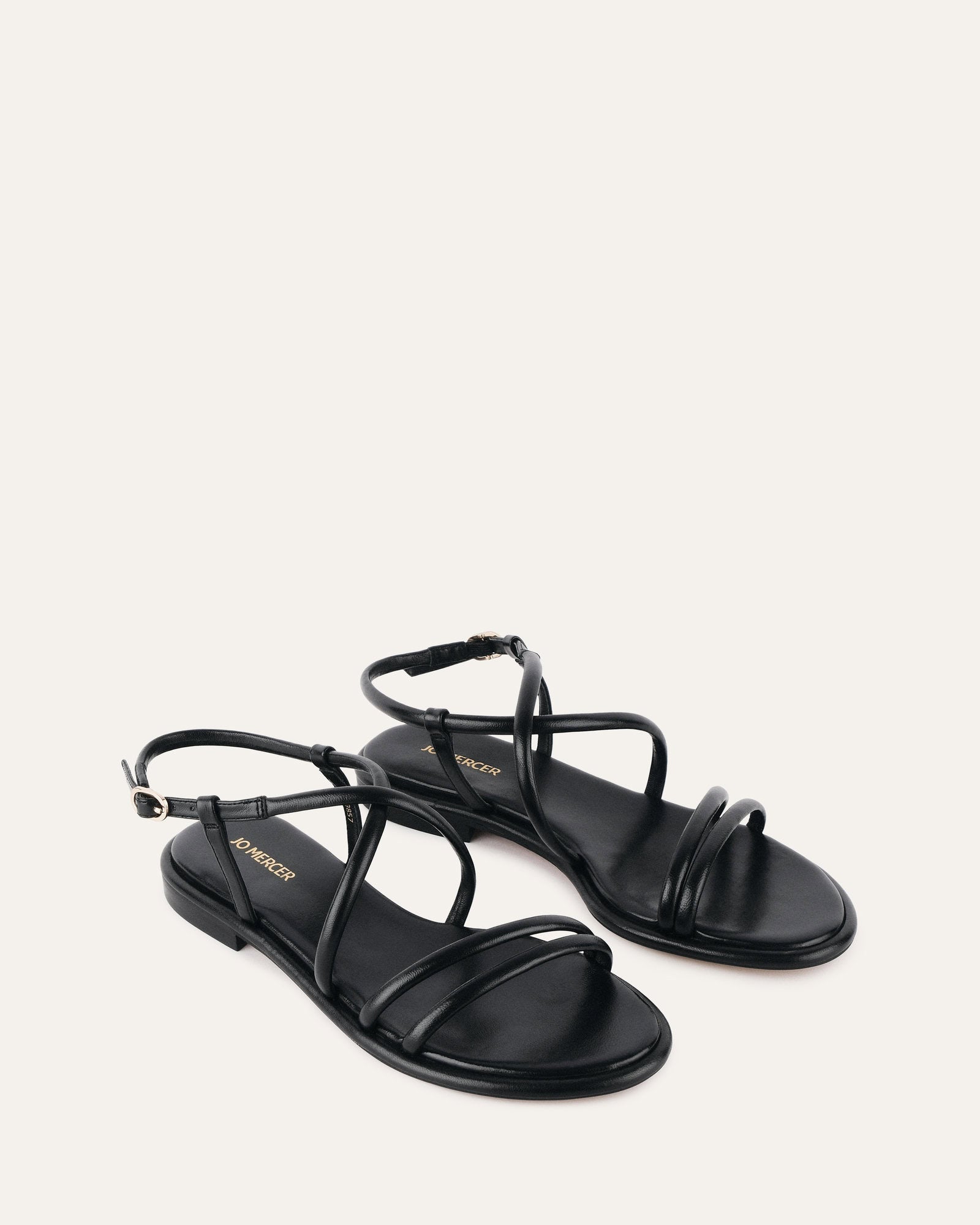 CATALINA FLAT SANDALS BLACK LEATHER image