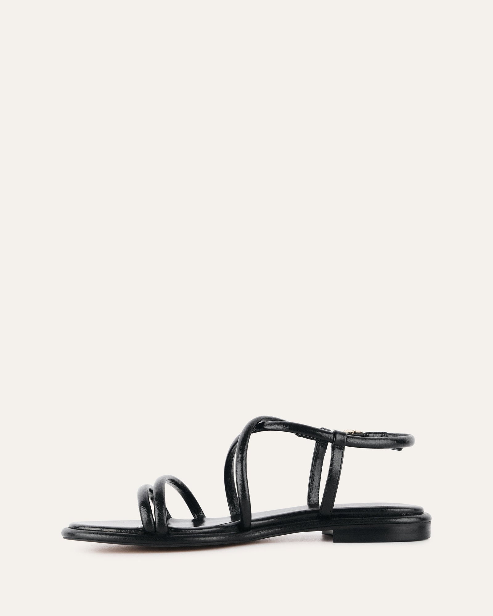 CATALINA FLAT SANDALS BLACK LEATHER image