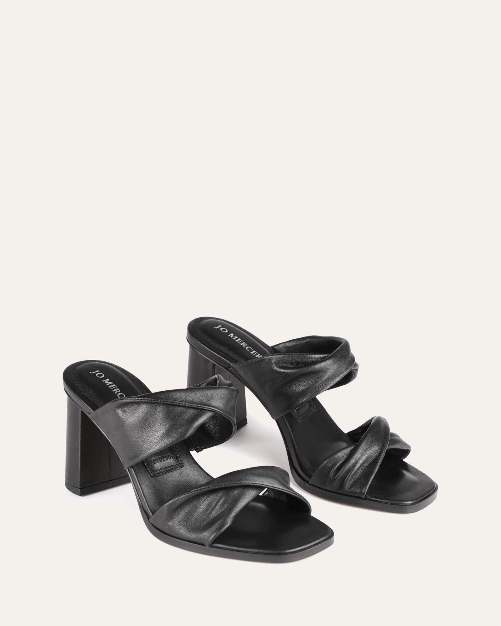 CAYLIE HIGH HEEL SANDALS BLACK LEATHER image