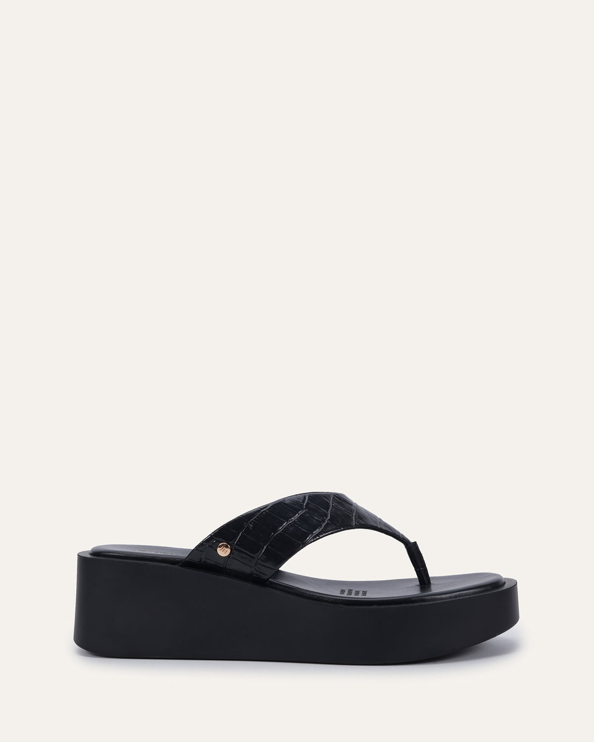 CHANCE MID WEDGE SANDALS BLACK LEATHER