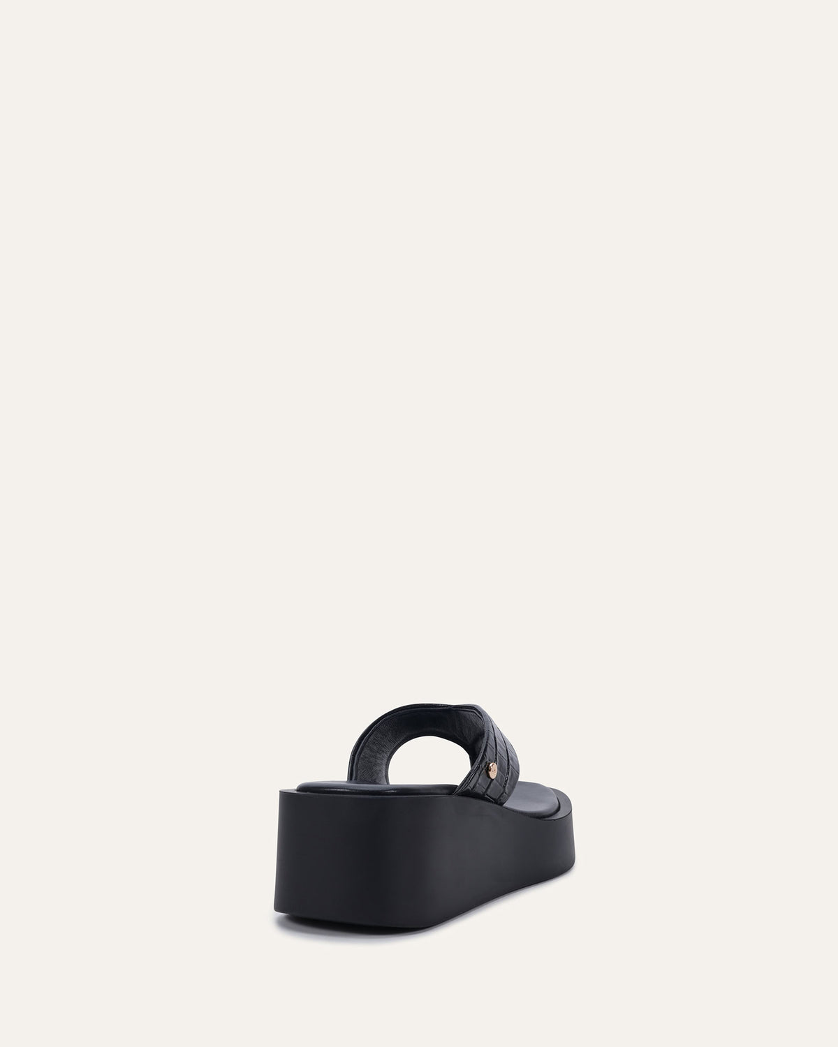 CHANCE MID WEDGE SANDALS BLACK LEATHER