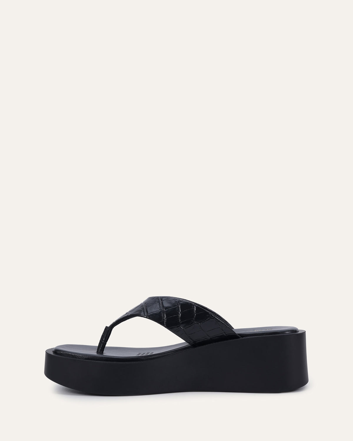 CHANCE MID WEDGE SANDALS BLACK LEATHER
