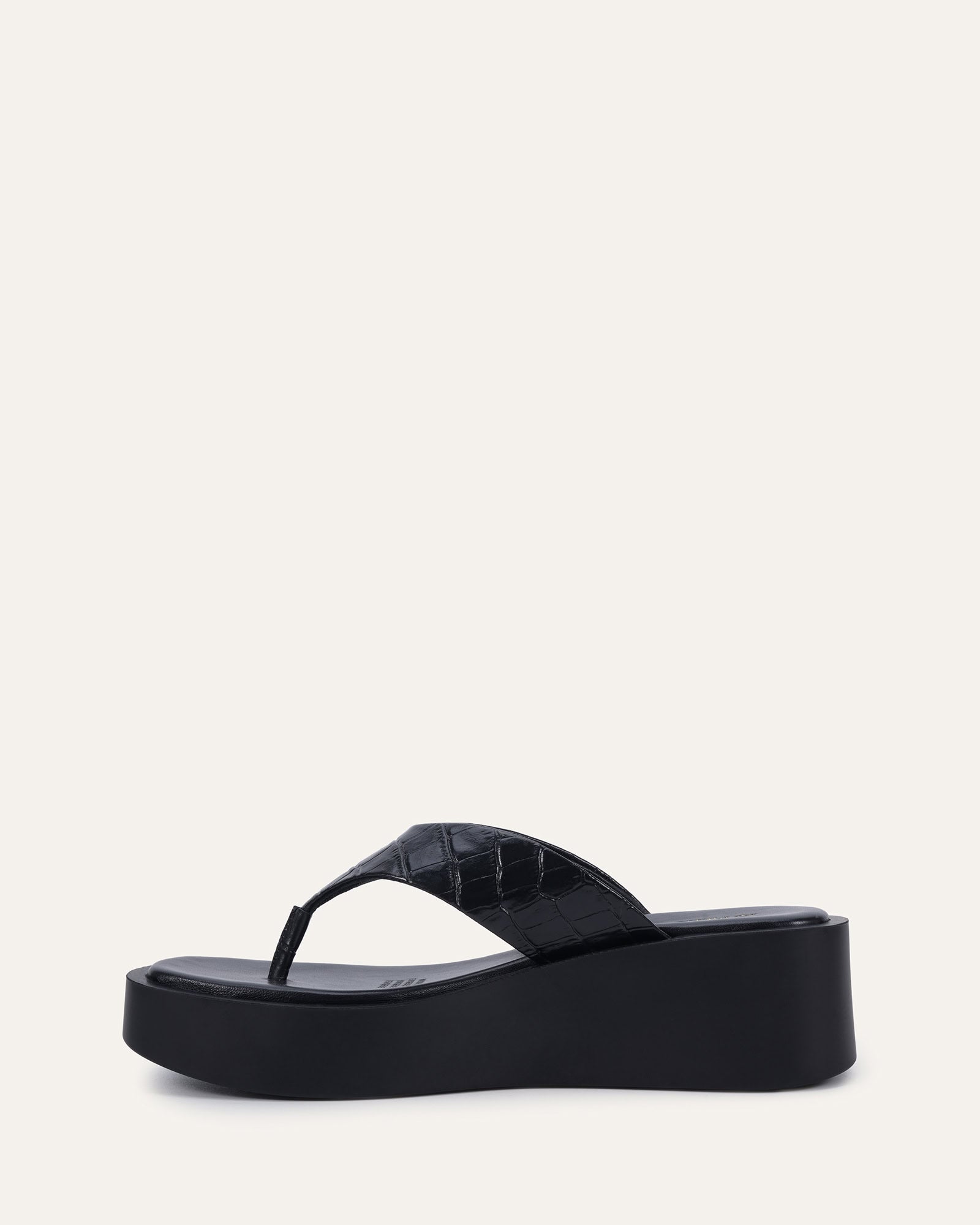 CHANCE MID WEDGE SANDALS BLACK LEATHER image