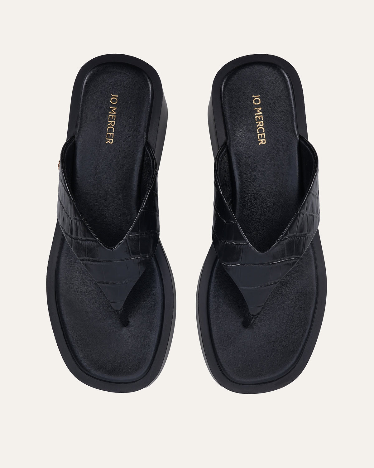 CHANCE MID WEDGE SANDALS BLACK LEATHER