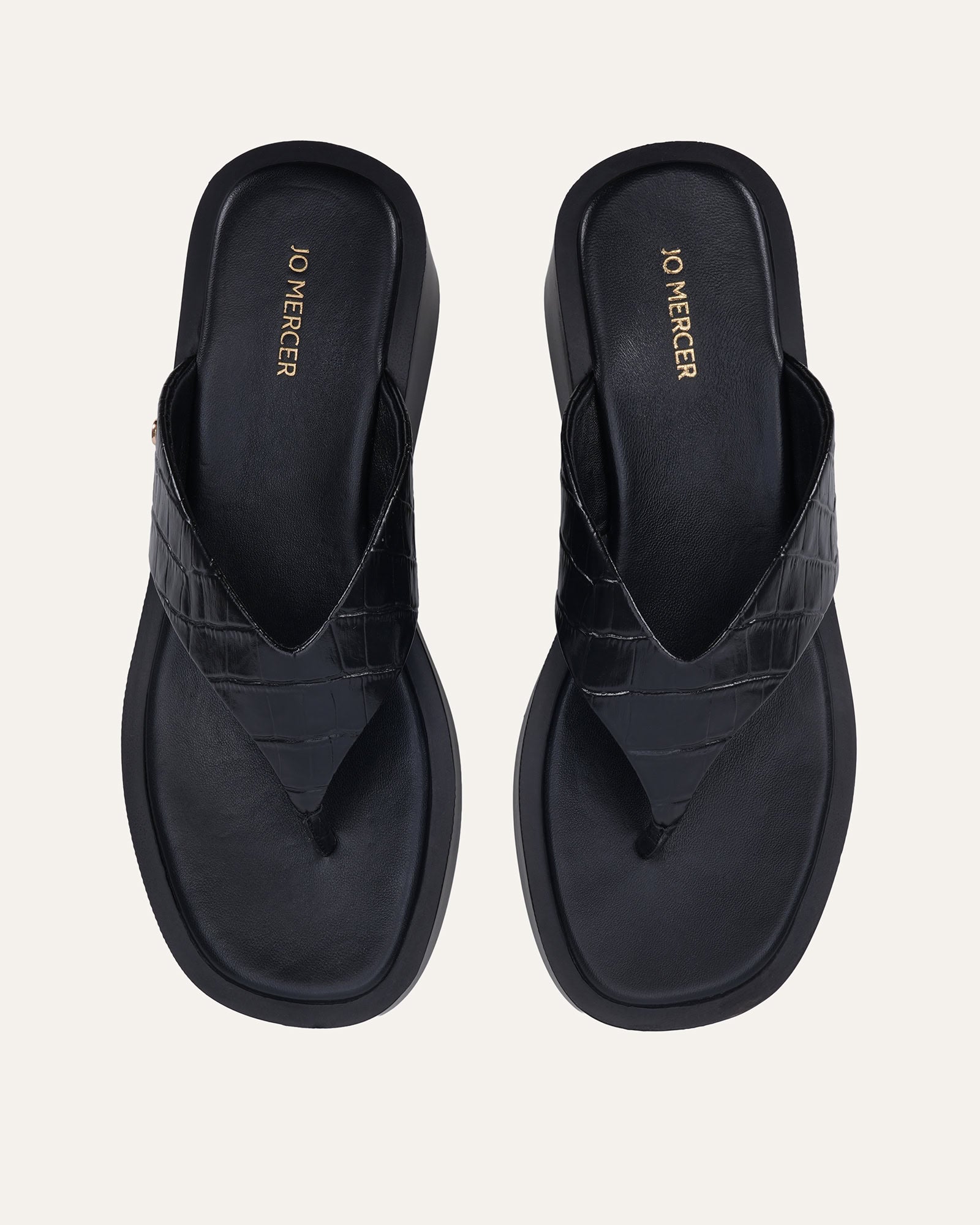 CHANCE MID WEDGE SANDALS BLACK LEATHER image