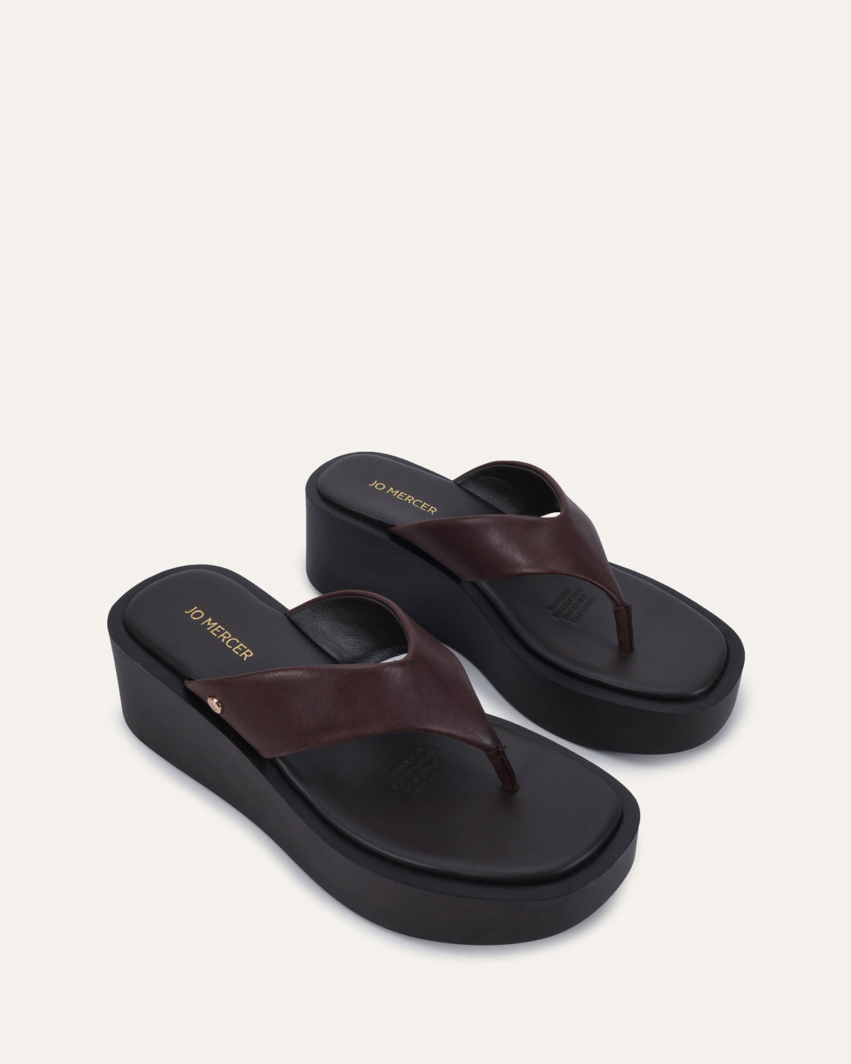 CHANCE MID WEDGE SANDALS CHOCOLATE LEATHER