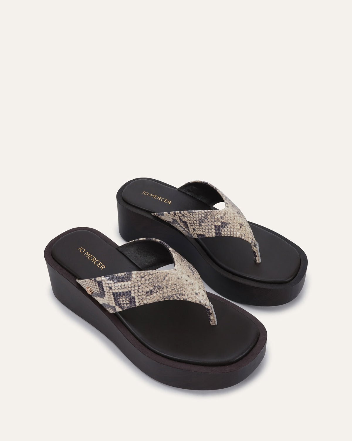 CHANCE MID WEDGE SANDALS NATURAL SNAKE PRINT
