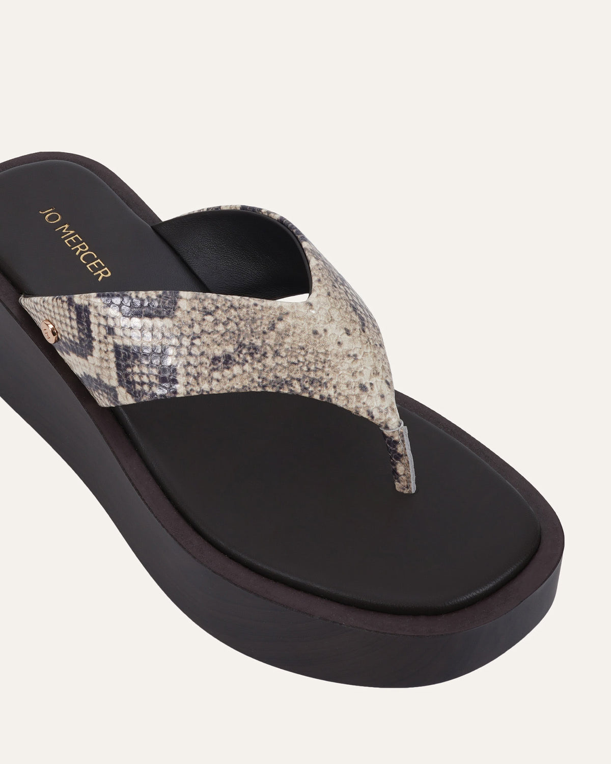 CHANCE MID WEDGE SANDALS NATURAL SNAKE PRINT