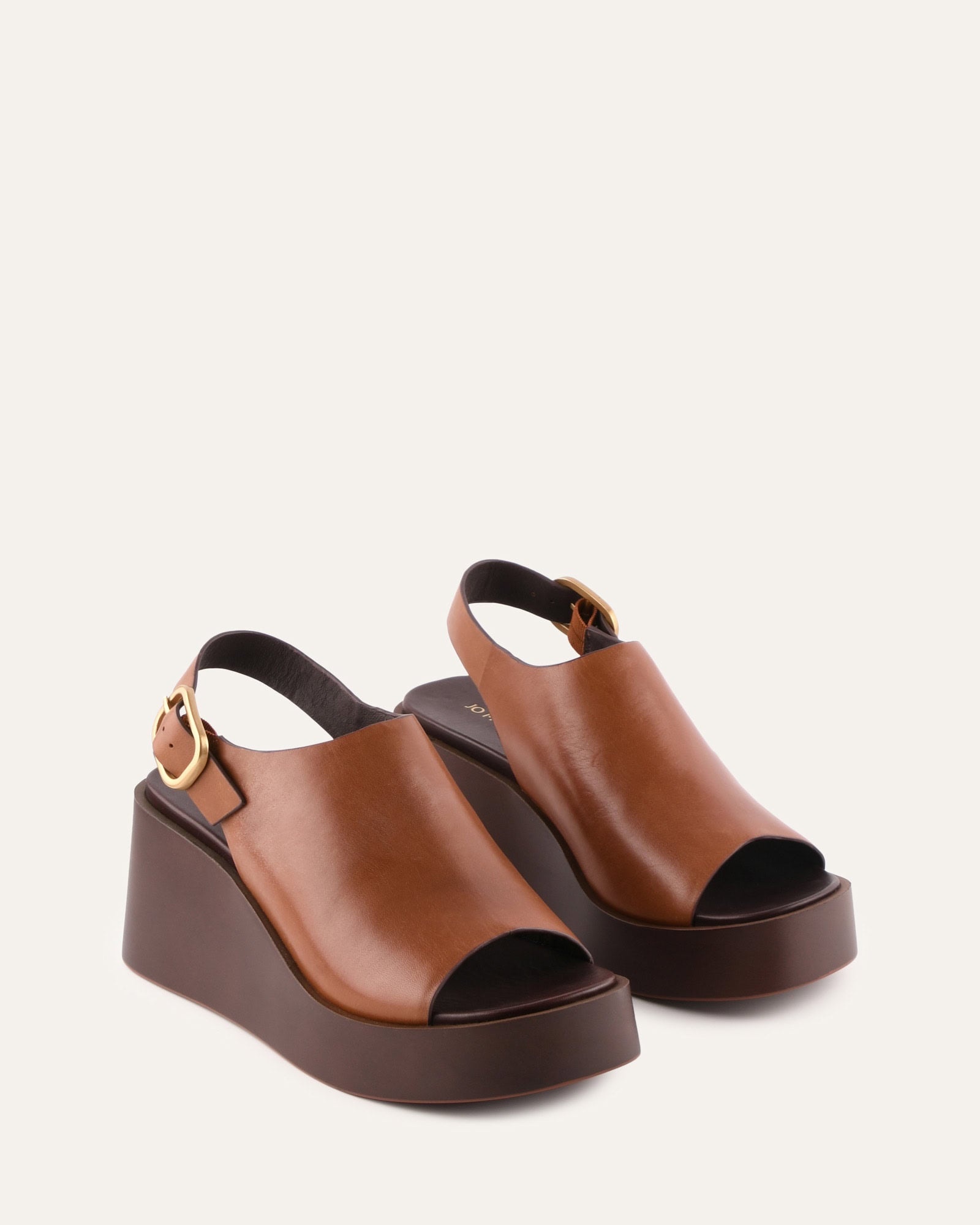 CHERRY MID WEDGE SANDALS BRANDY LEATHER image