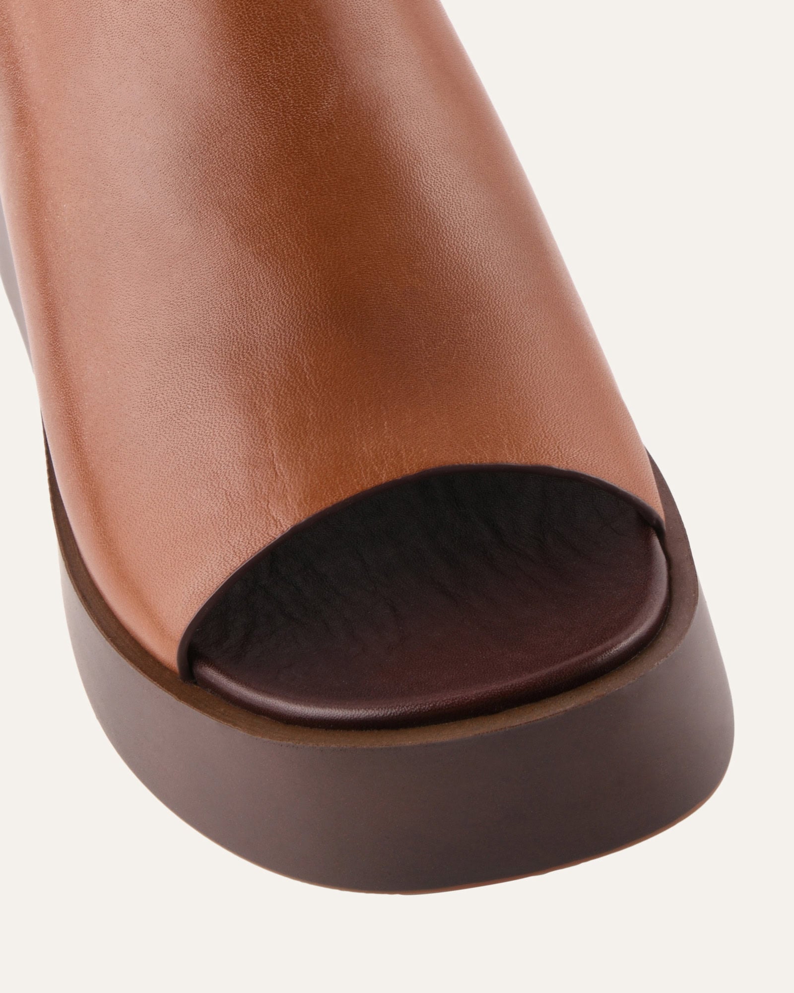 CHERRY MID WEDGE SANDALS BRANDY LEATHER image