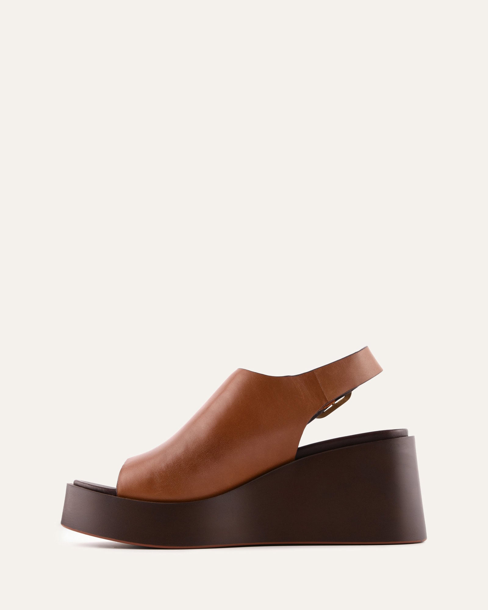 CHERRY MID WEDGE SANDALS BRANDY LEATHER image