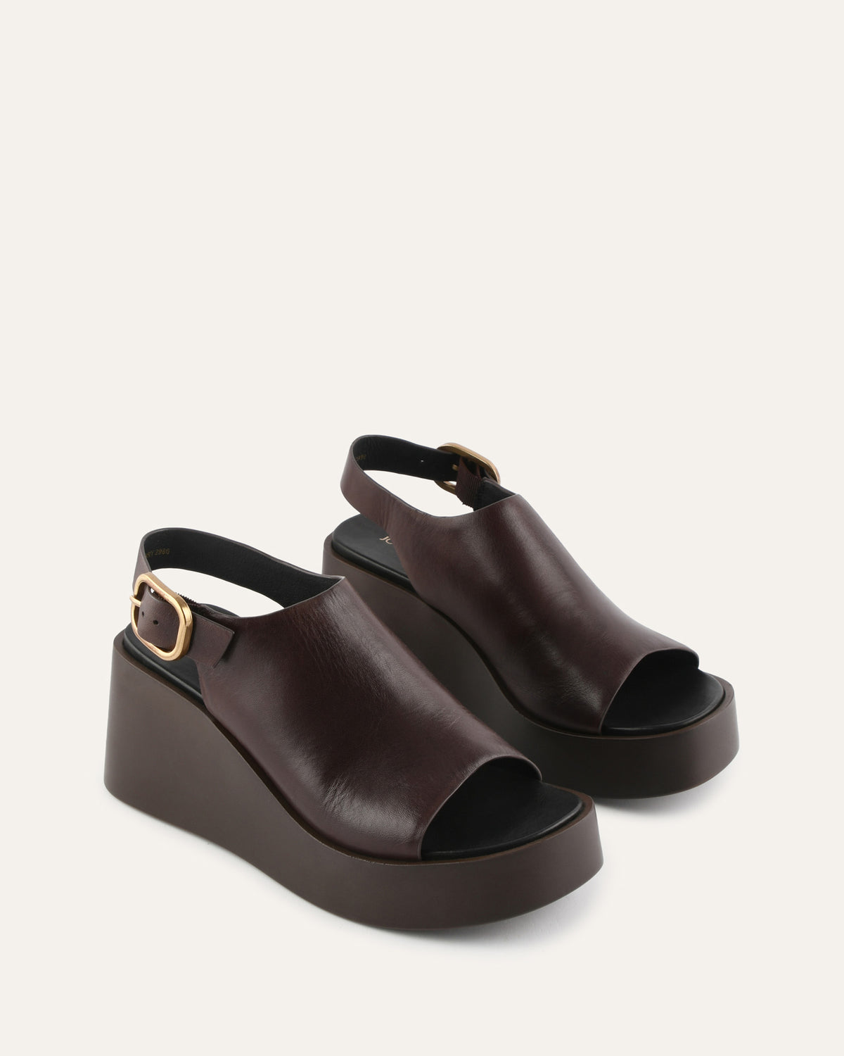 CHERRY MID WEDGE SANDALS CHESTNUT LEATHER