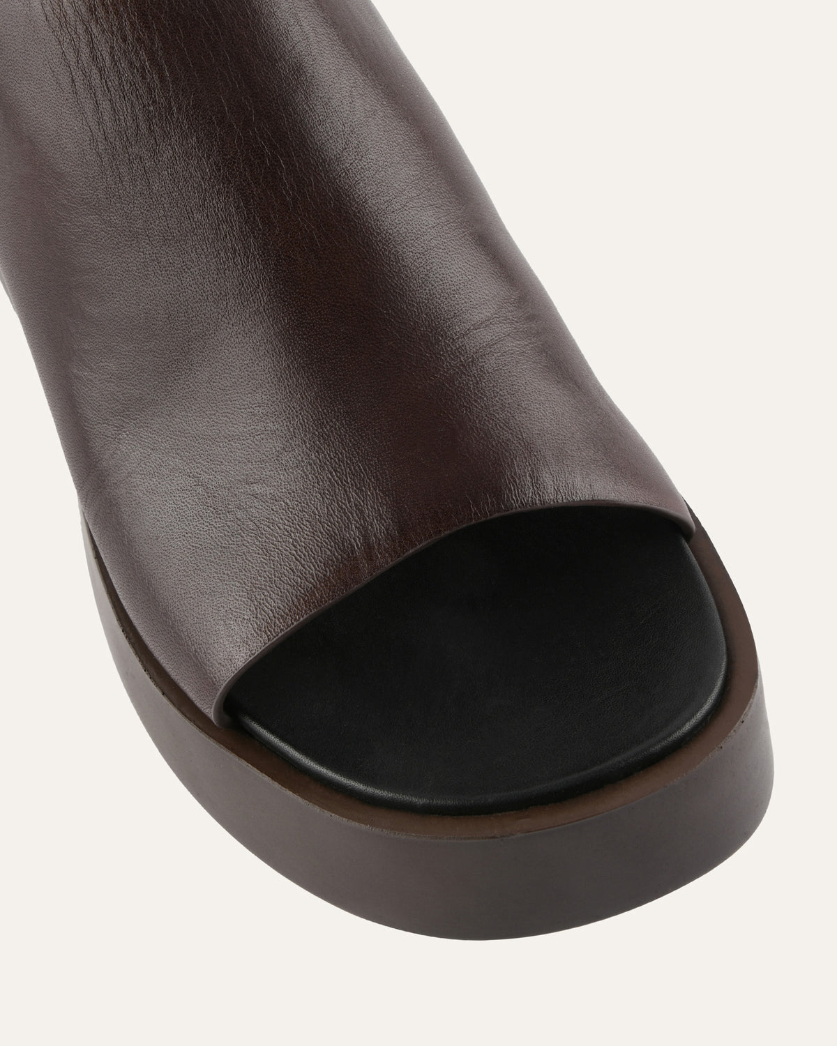 CHERRY MID WEDGE SANDALS CHESTNUT LEATHER