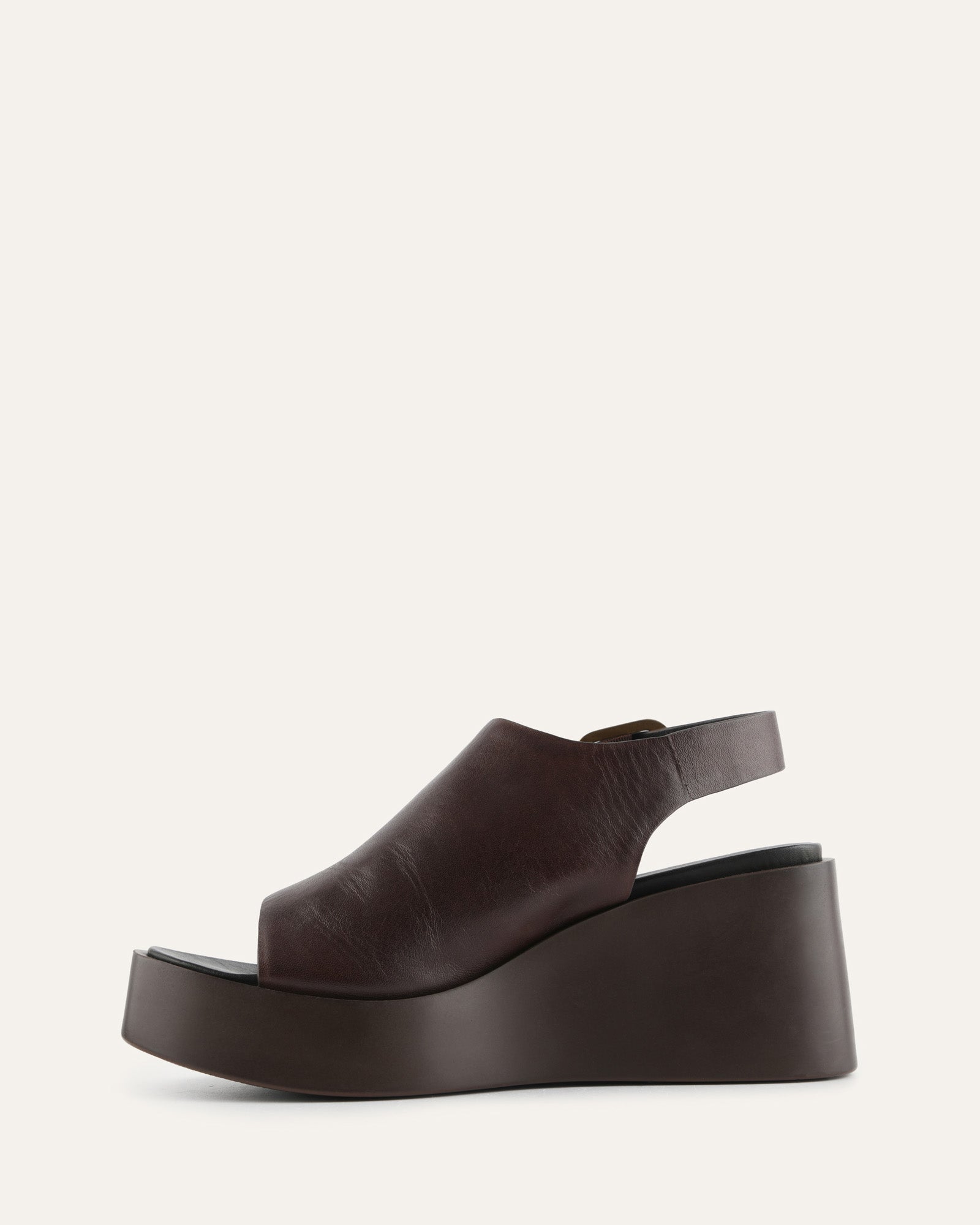 CHERRY MID WEDGE SANDALS CHESTNUT LEATHER image