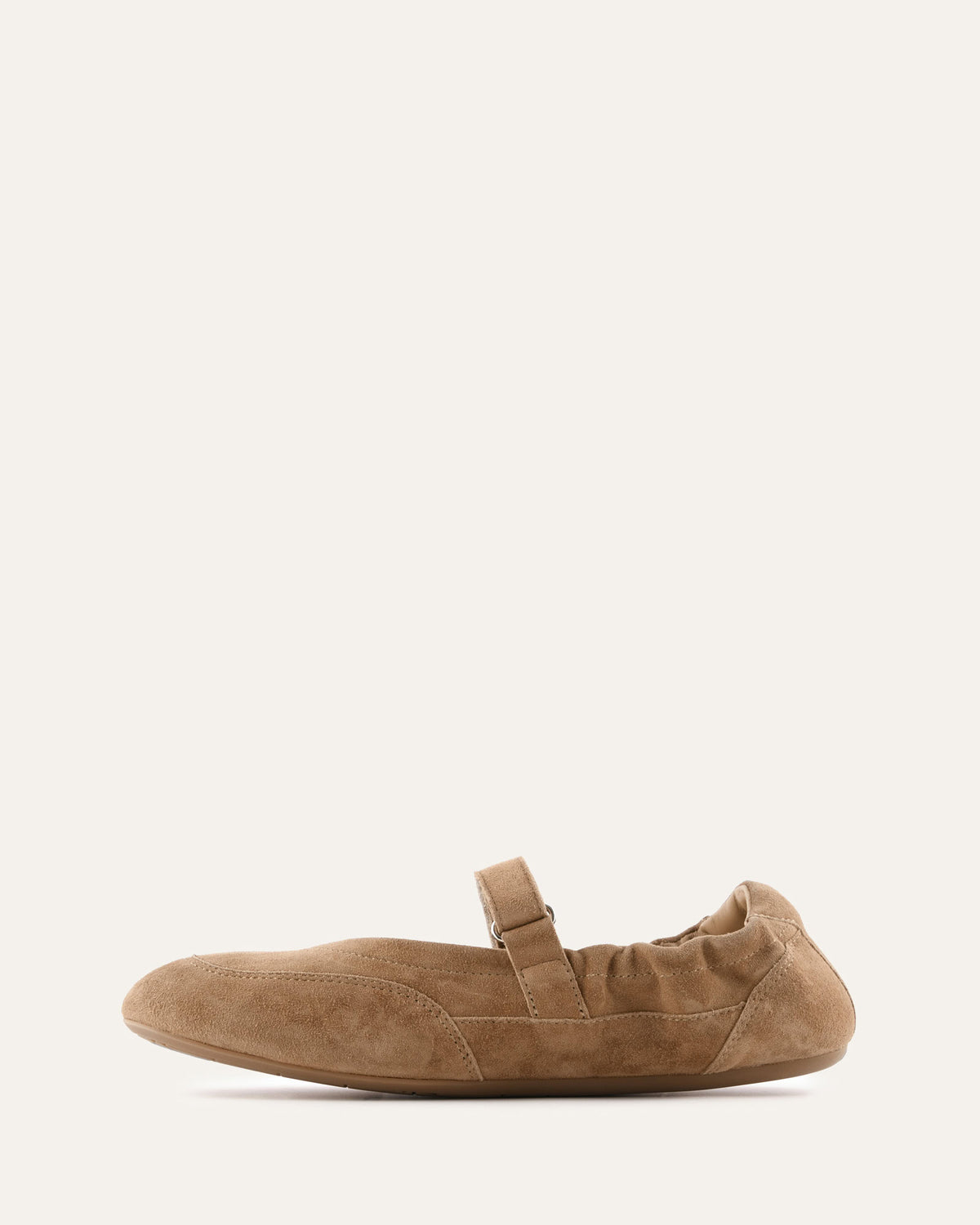 Brown slippers with a strap on a white background
