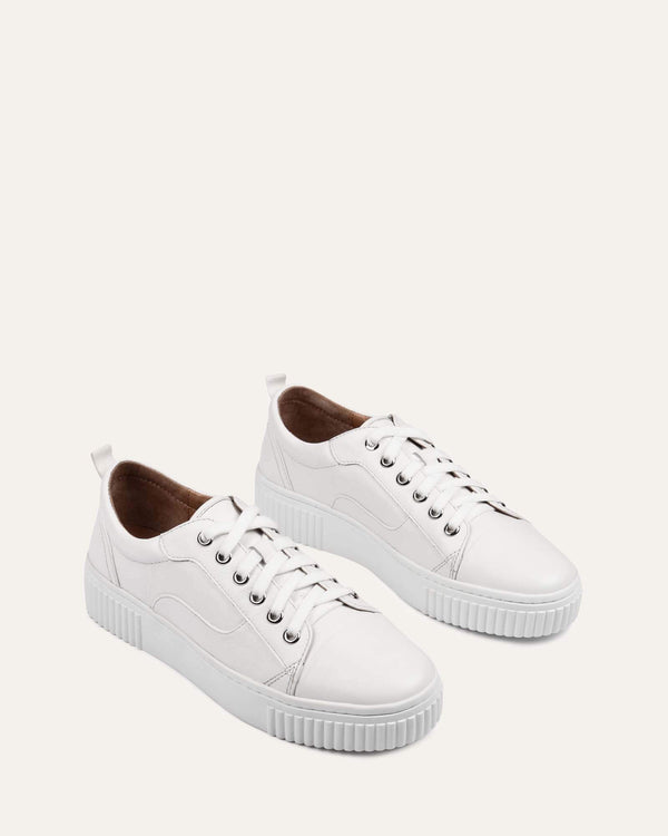 CLAREMONT SNEAKERS WHITE LEATHER - Jo Mercer