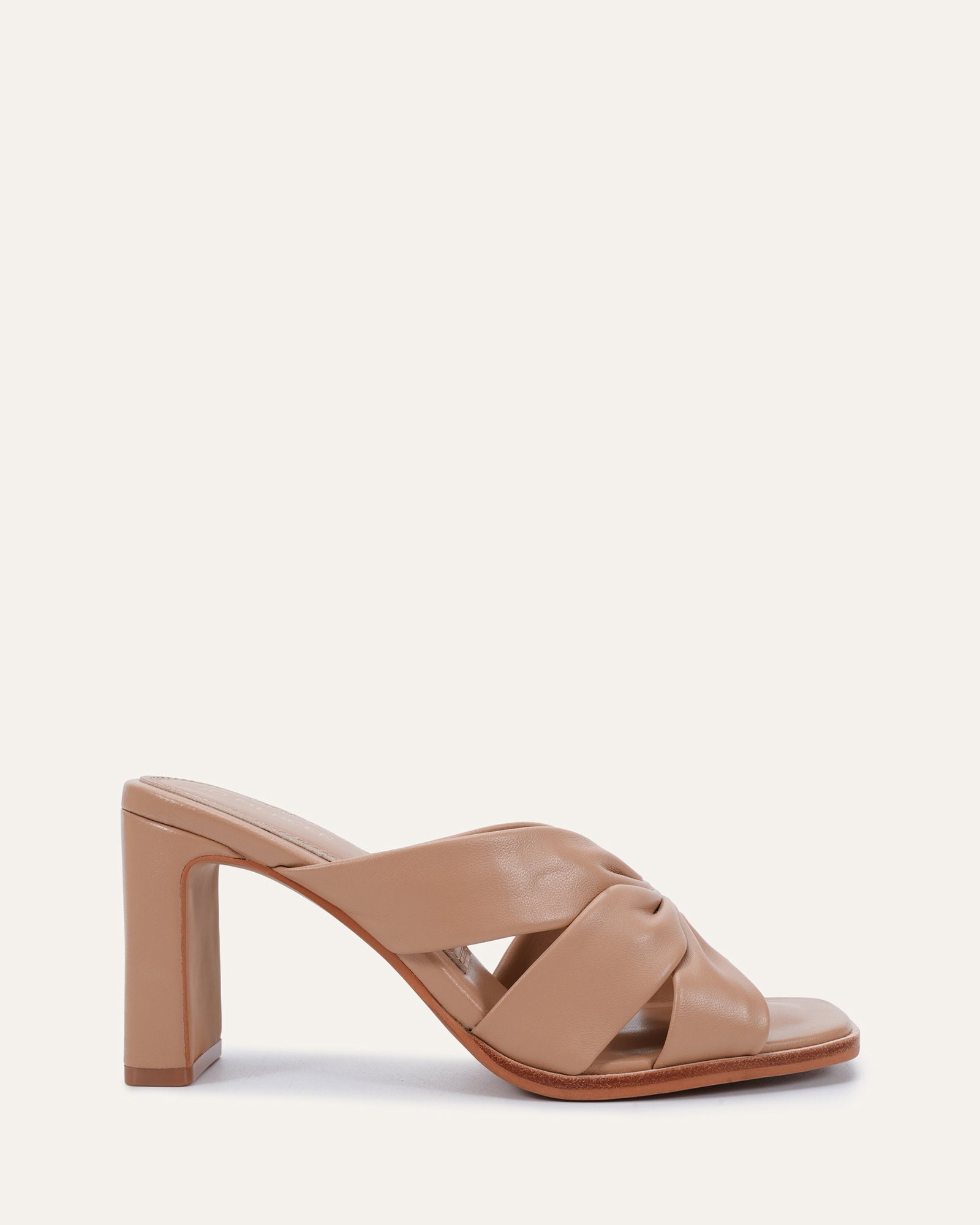 CLARKE MID HEEL SANDALS ALMOND LEATHER