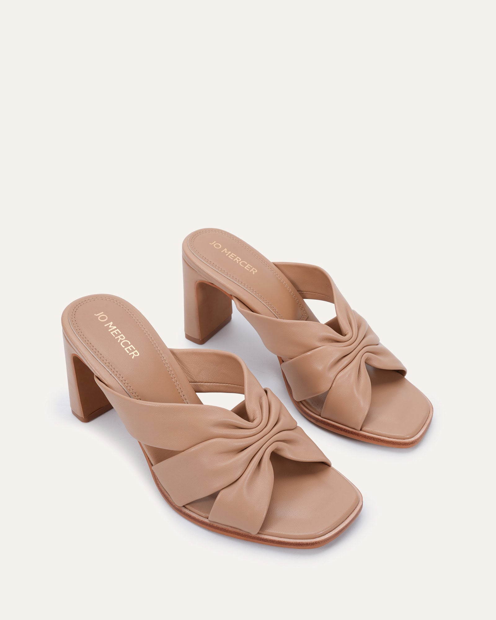 CLARKE MID HEEL SANDALS ALMOND LEATHER image