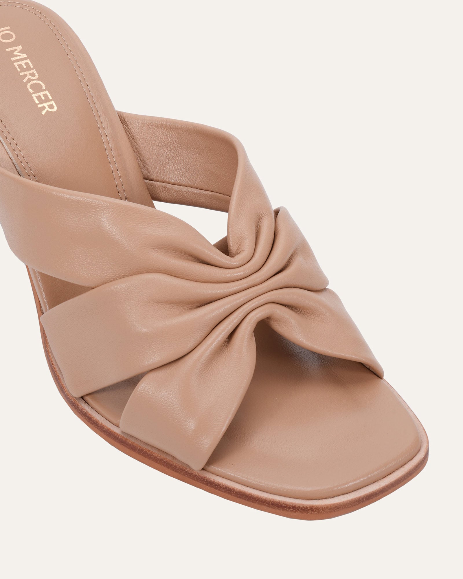 CLARKE MID HEEL SANDALS ALMOND LEATHER image
