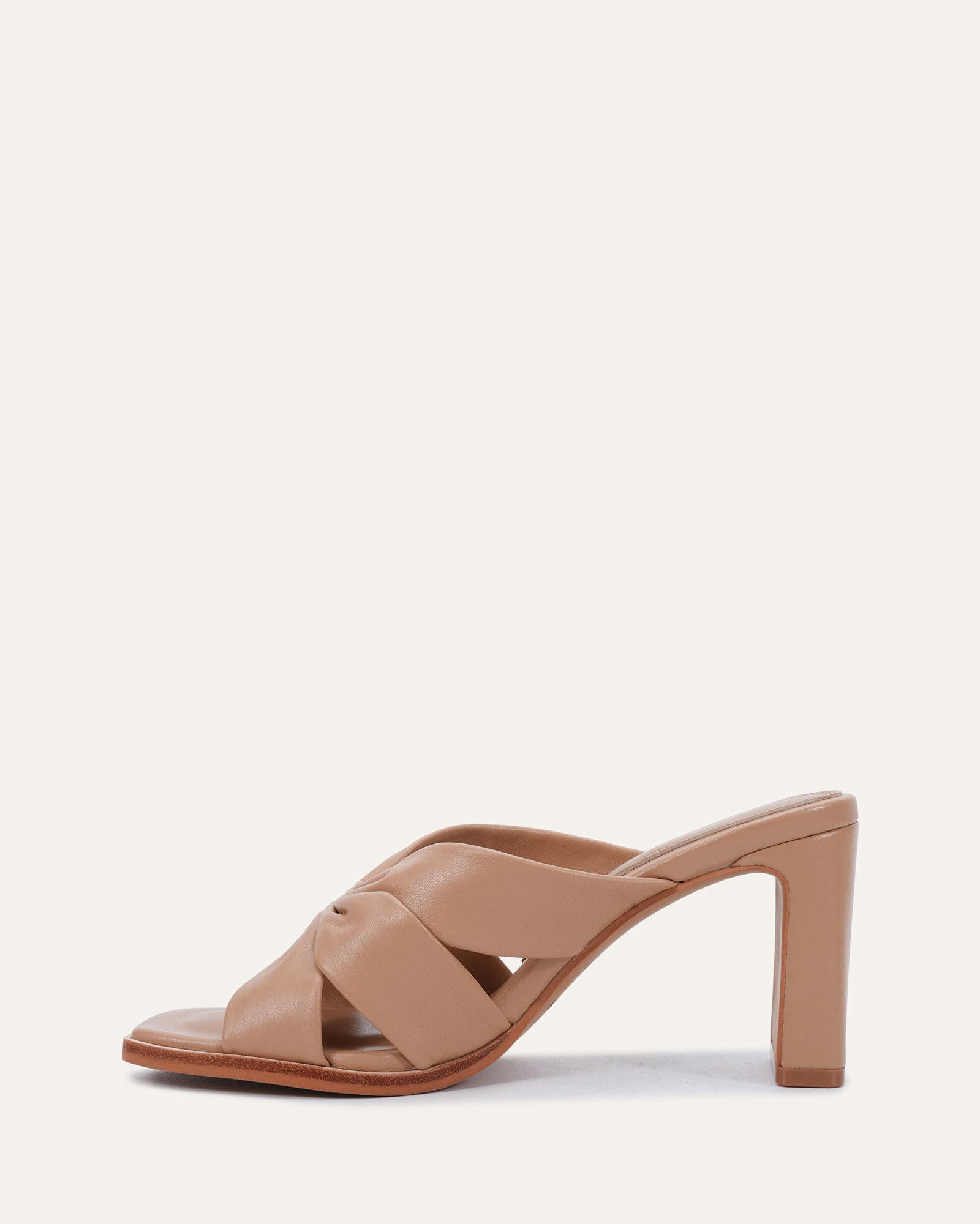 CLARKE MID HEEL SANDALS ALMOND LEATHER image