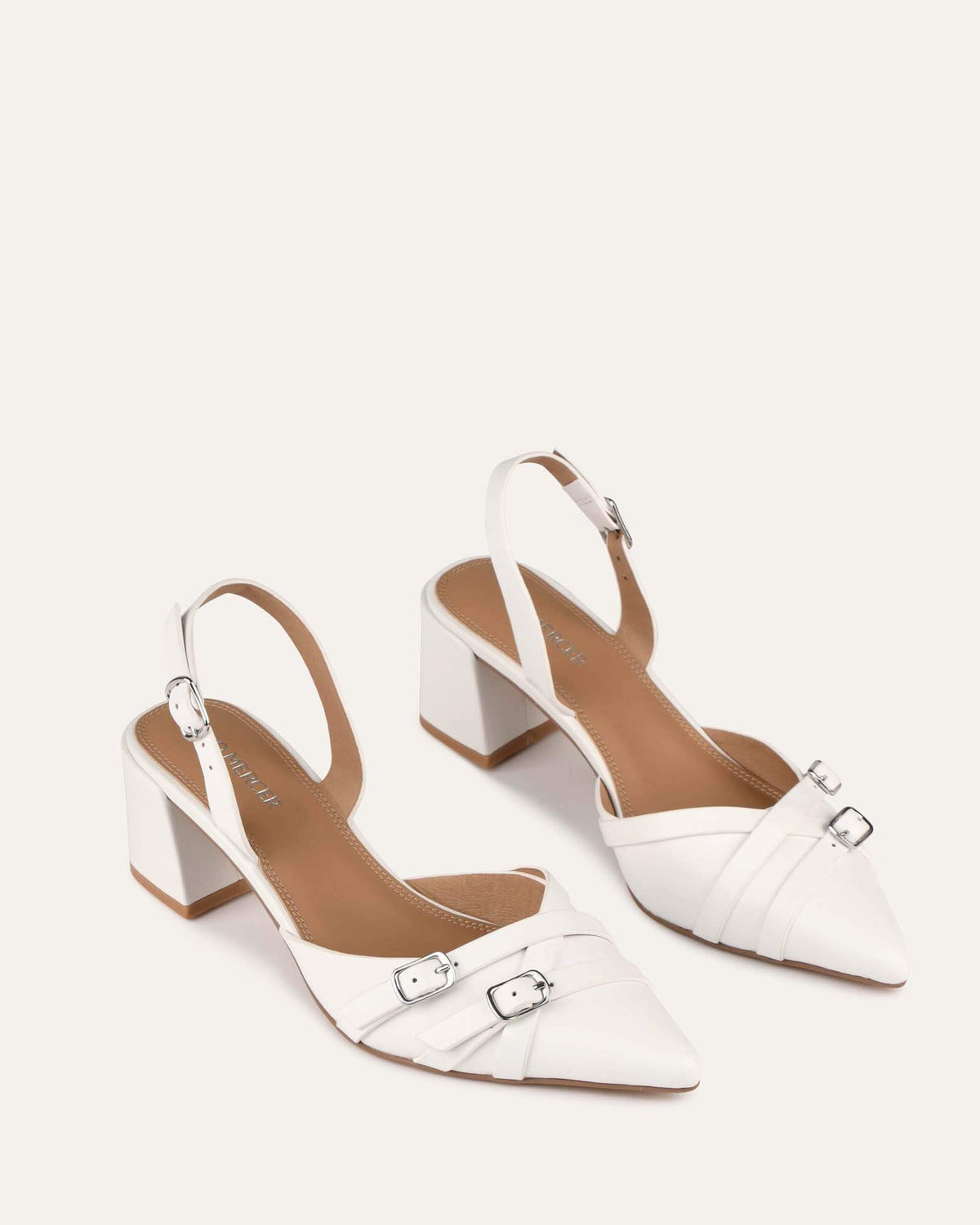 COBY LOW HEELS WHITE LEATHER