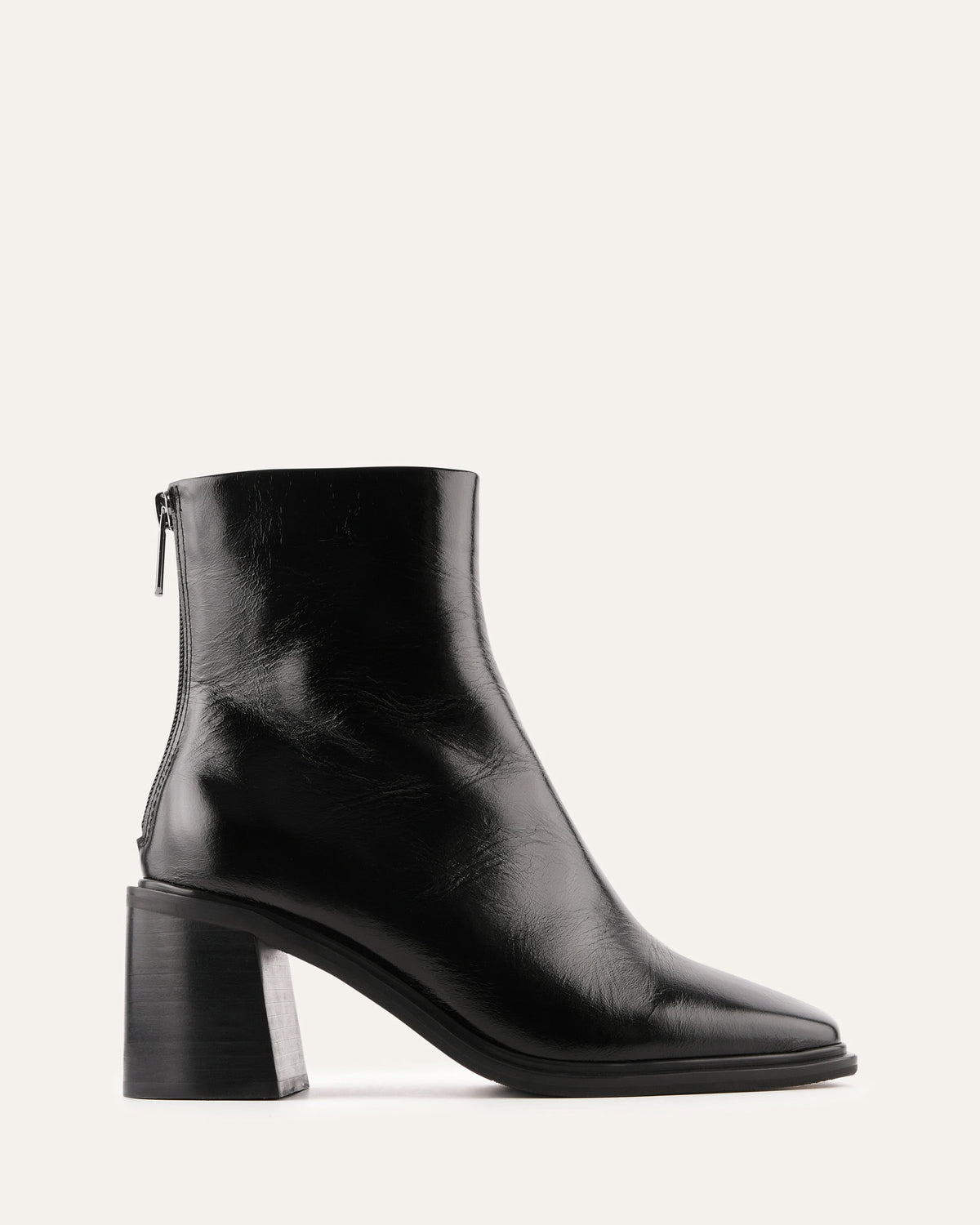 Black ankle boot on a white background