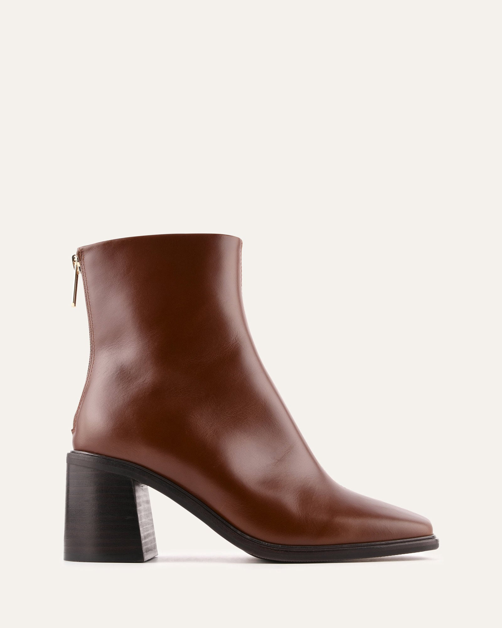 Brown ankle boot on a white background