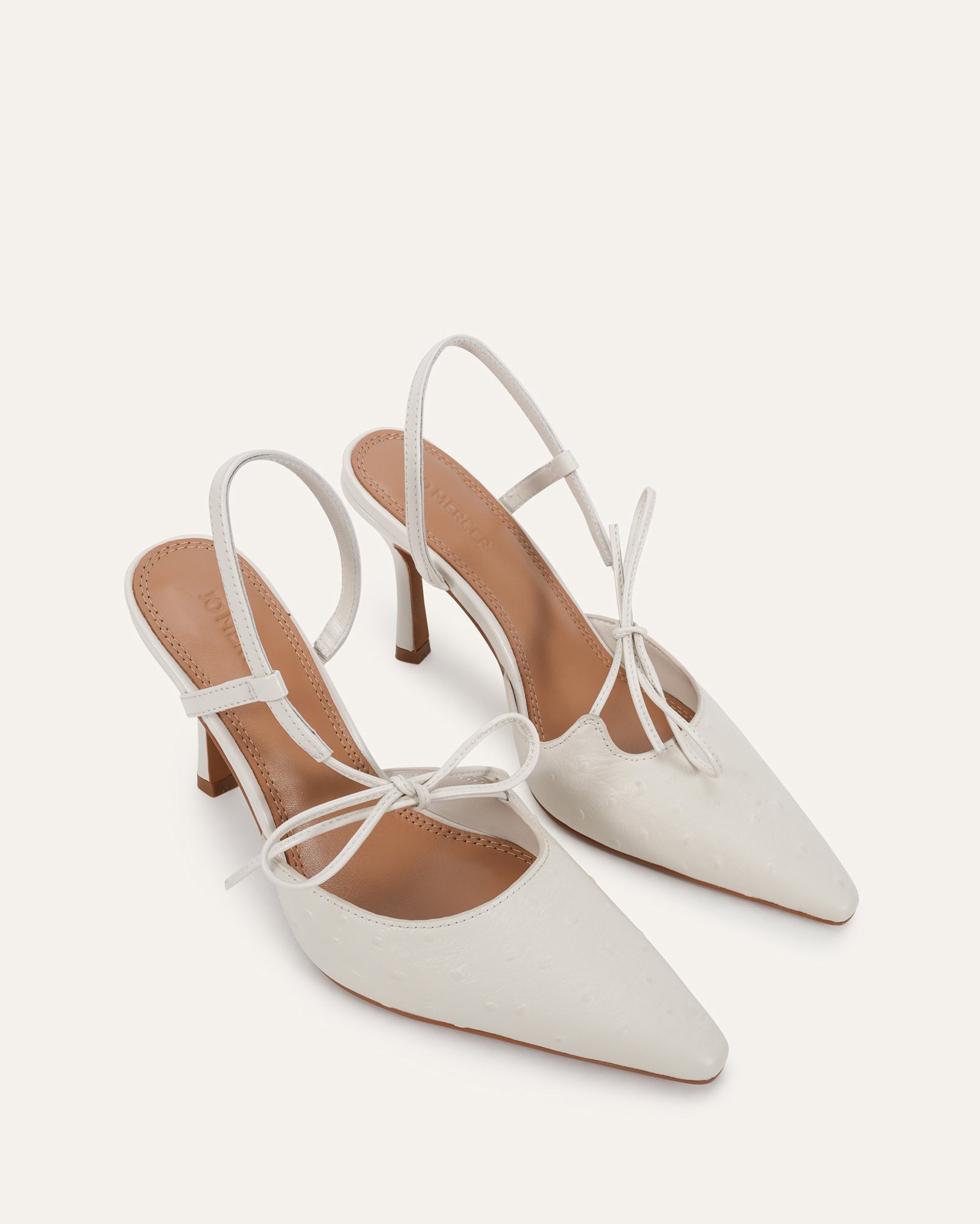COLTON HIGH HEELS ANTIQUE WHITE OSTRICH PRINT
