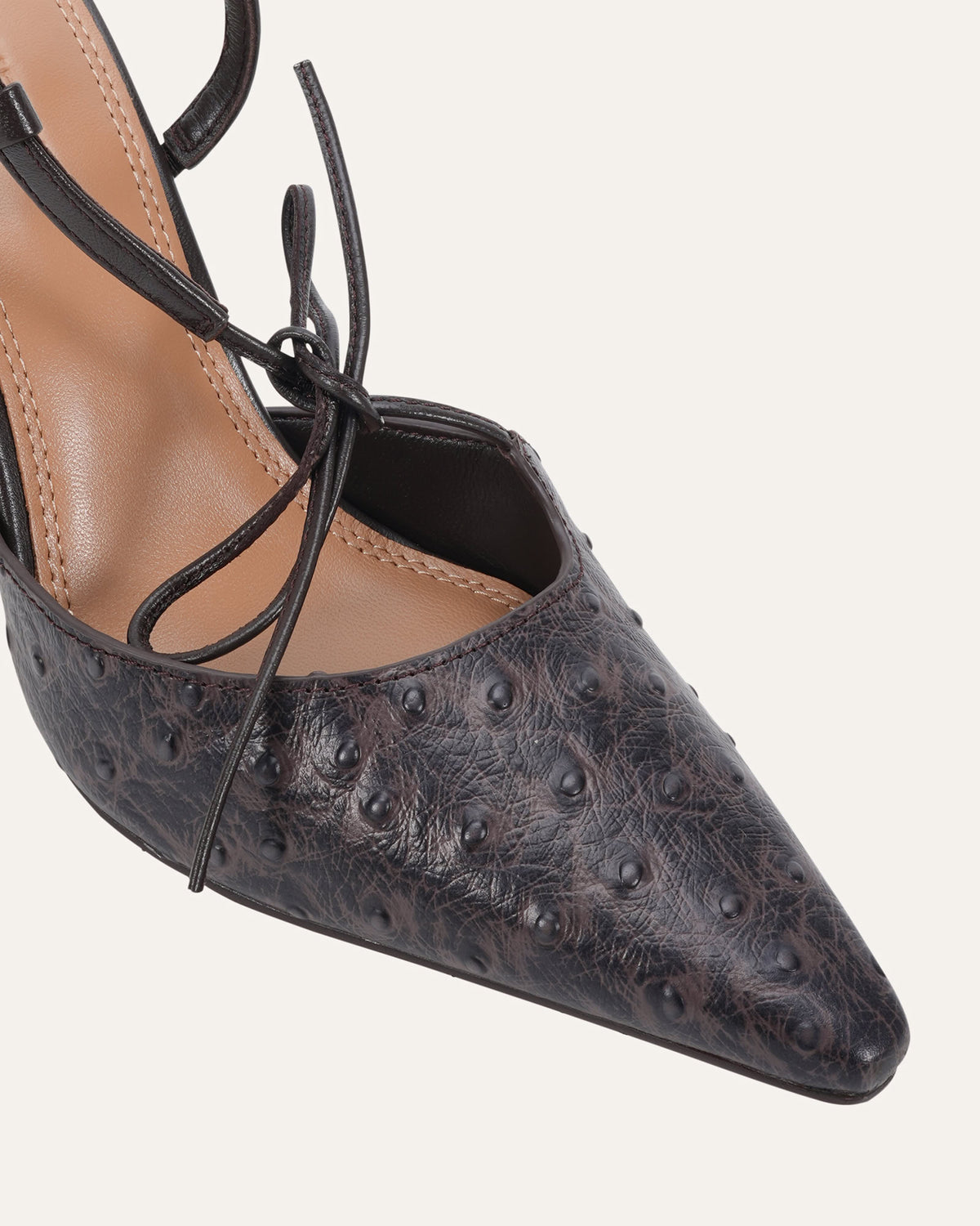 COLTON HIGH HEELS CHOCOLATE OSTRICH PRINT