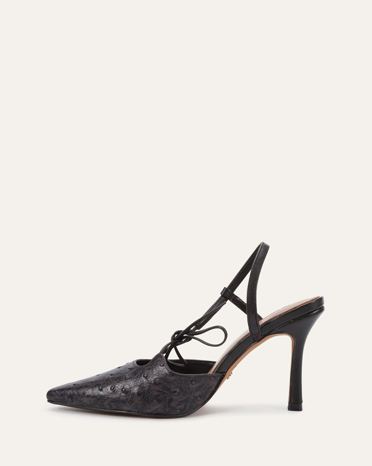 COLTON HIGH HEELS CHOCOLATE OSTRICH PRINT