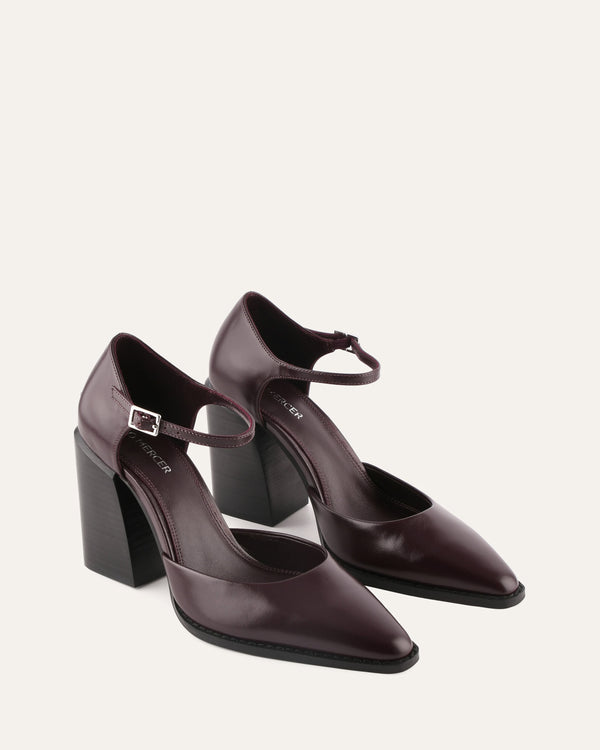 COOPER HIGH HEELS MERLOT LEATHER - Jo Mercer