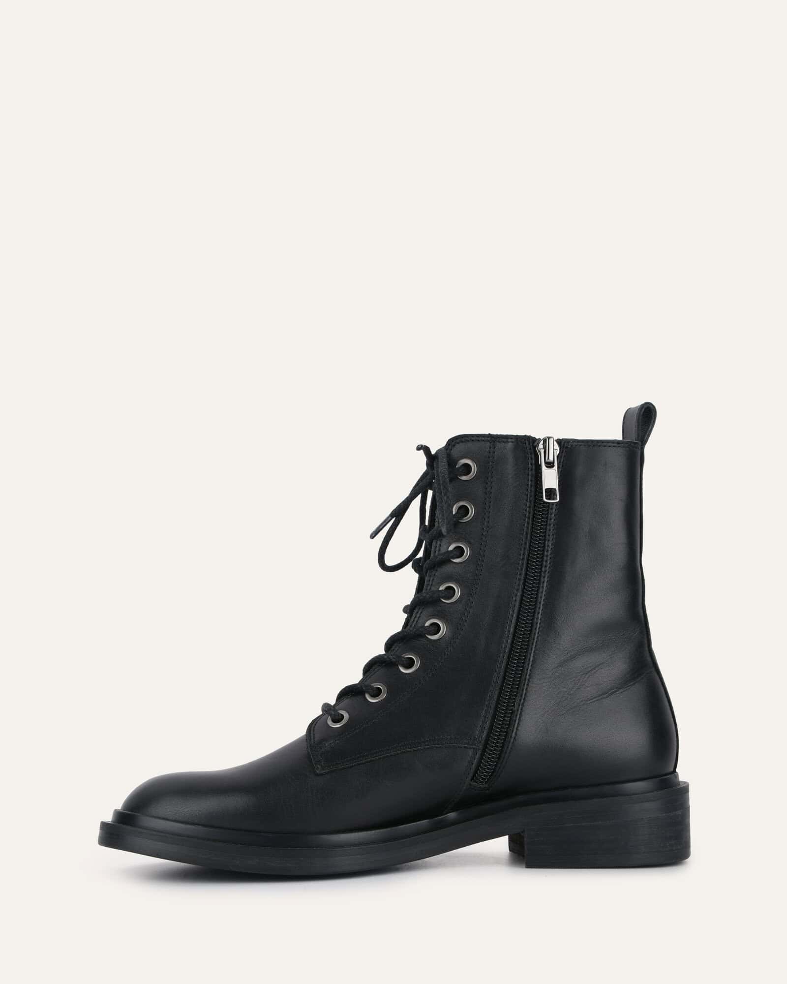 DARWIN FLAT ANKLE BOOTS BLACK LEATHER image
