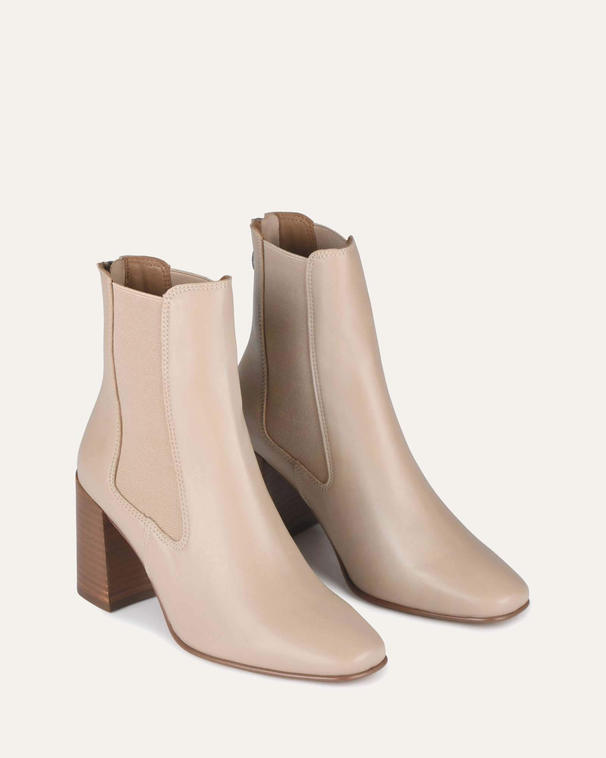 DIAMOND MID ANKLE BOOTS BEIGE LEATHER