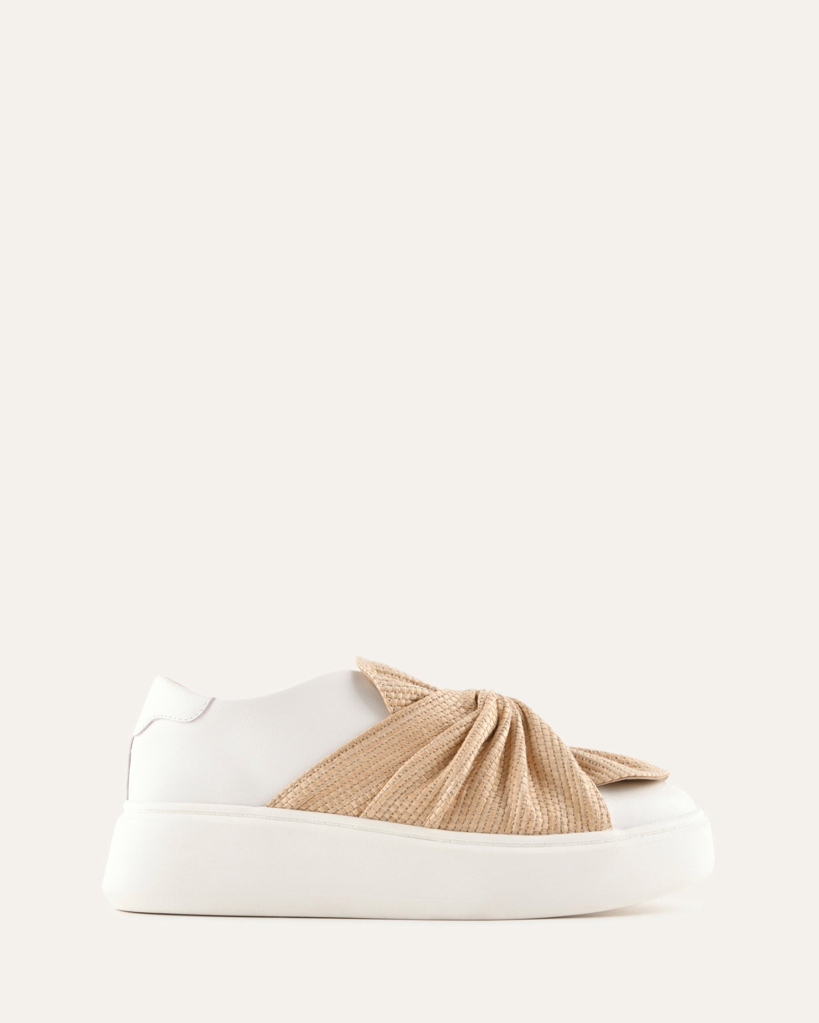 EDIE SNEAKERS WHITE LEATHER/RAFFIA image