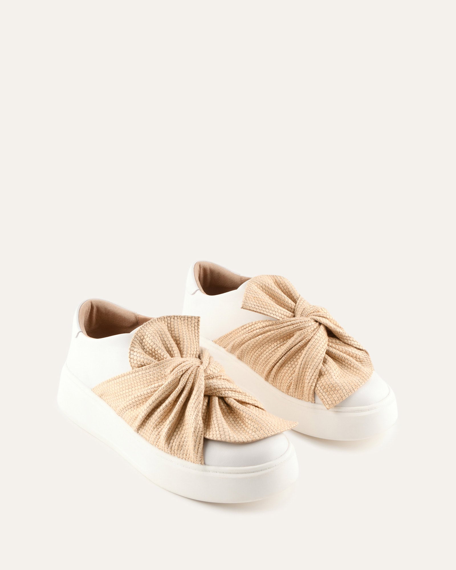 EDIE SNEAKERS WHITE LEATHER/RAFFIA image