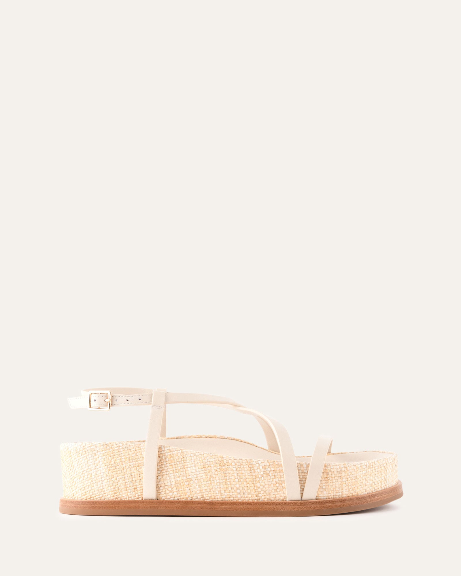 ELK FLAT SANDALS OFF WHITE NATURAL RAFFIA image