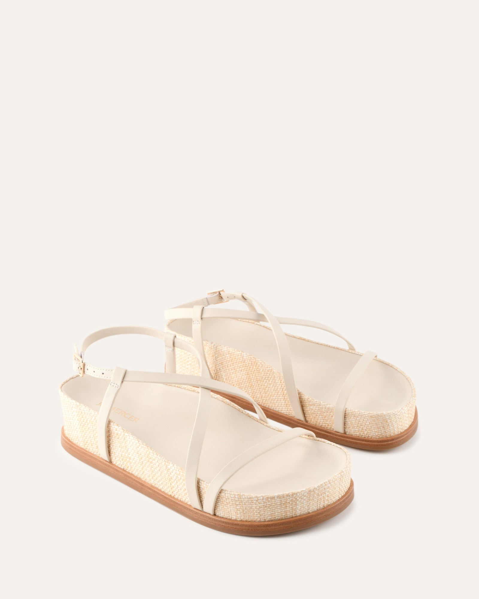 ELK FLAT SANDALS OFF WHITE NATURAL RAFFIA
