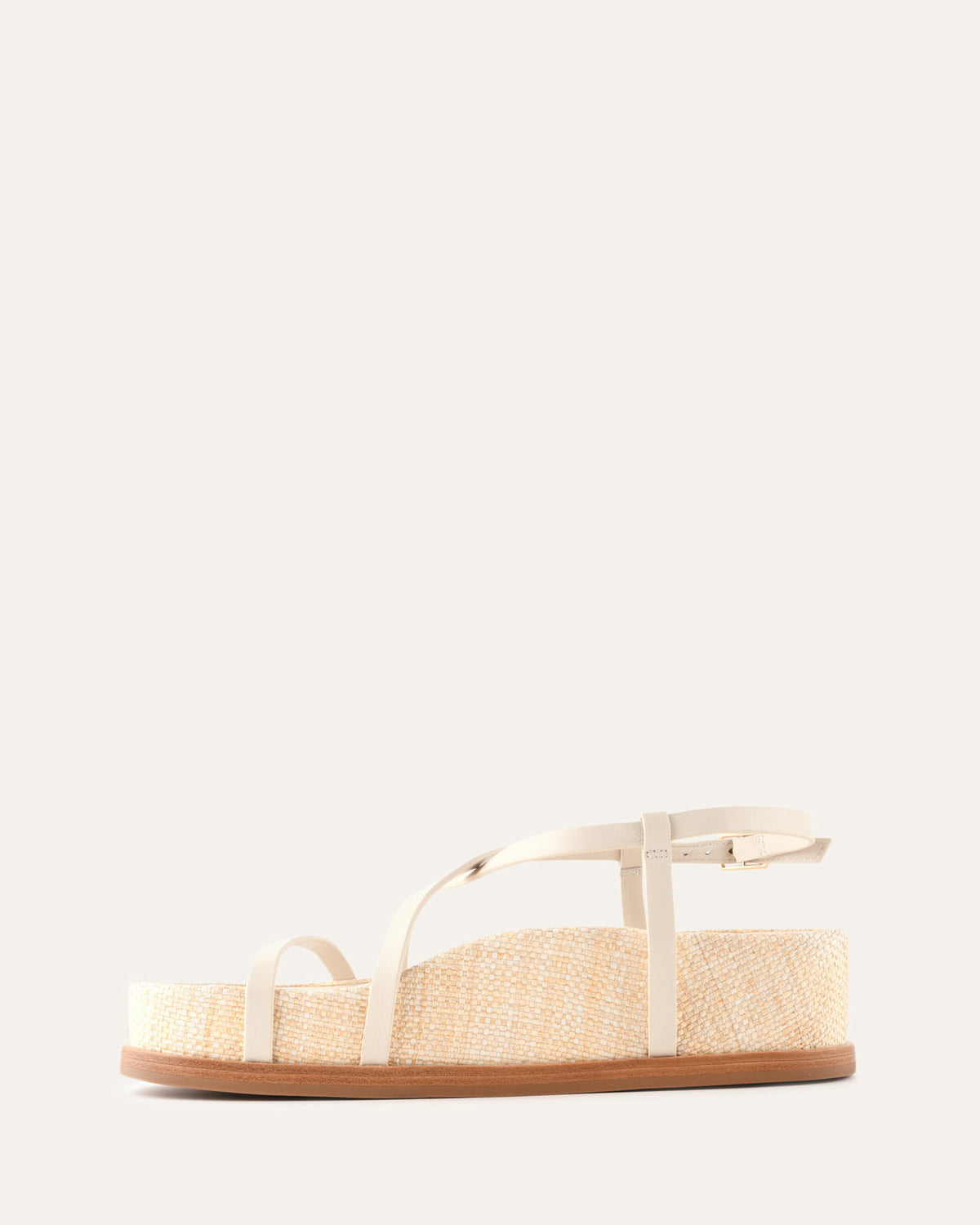 ELK FLAT SANDALS OFF WHITE NATURAL RAFFIA