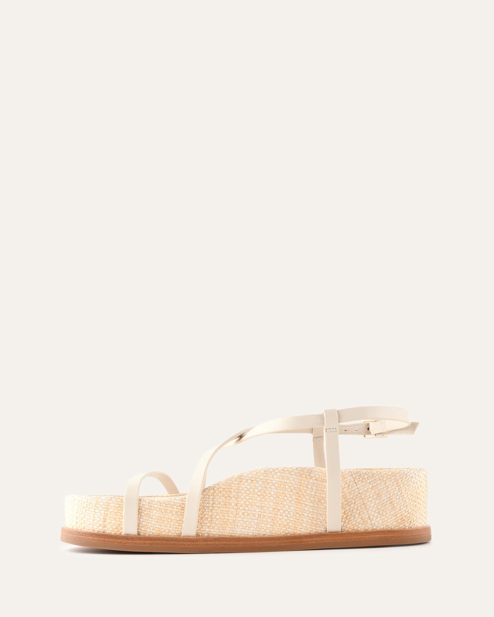 ELK FLAT SANDALS OFF WHITE NATURAL RAFFIA image