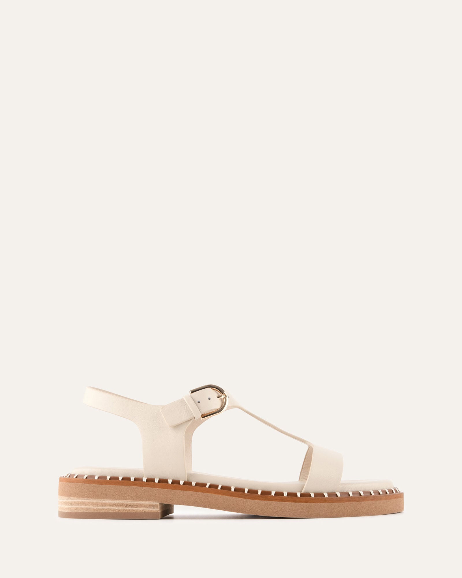 ELODIE FLAT SANDALS OFF WHITE LEATHER image