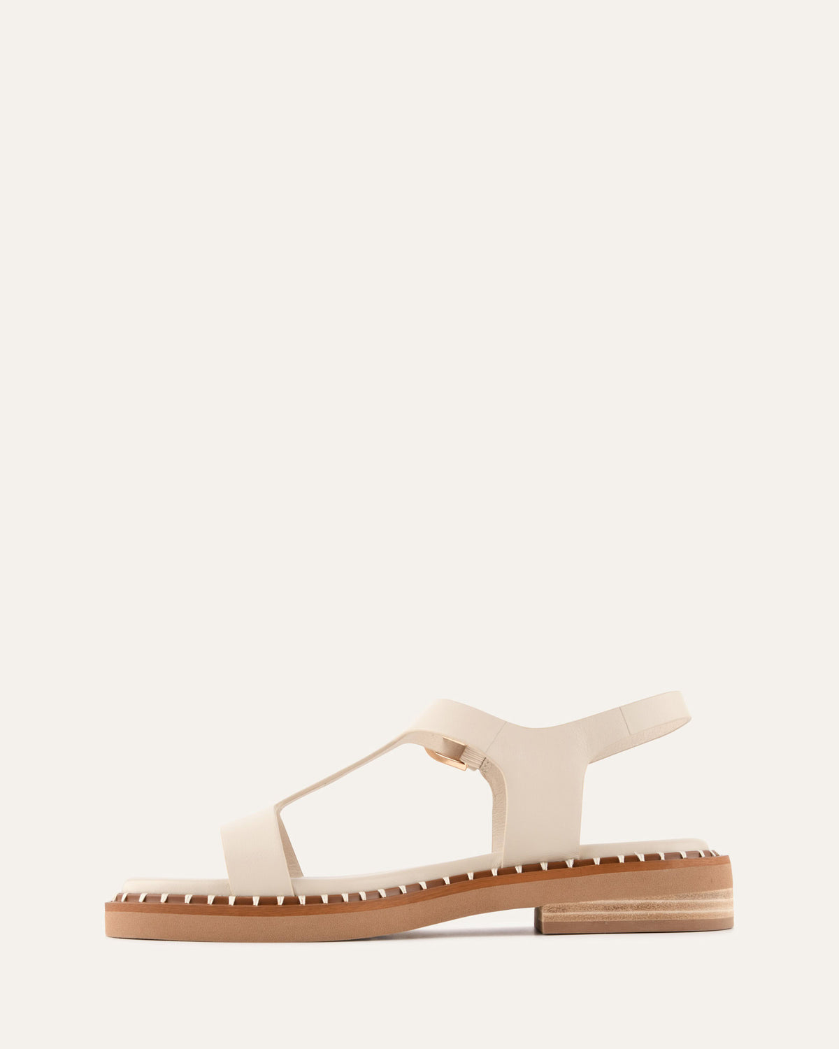 ELODIE FLAT SANDALS OFF WHITE LEATHER