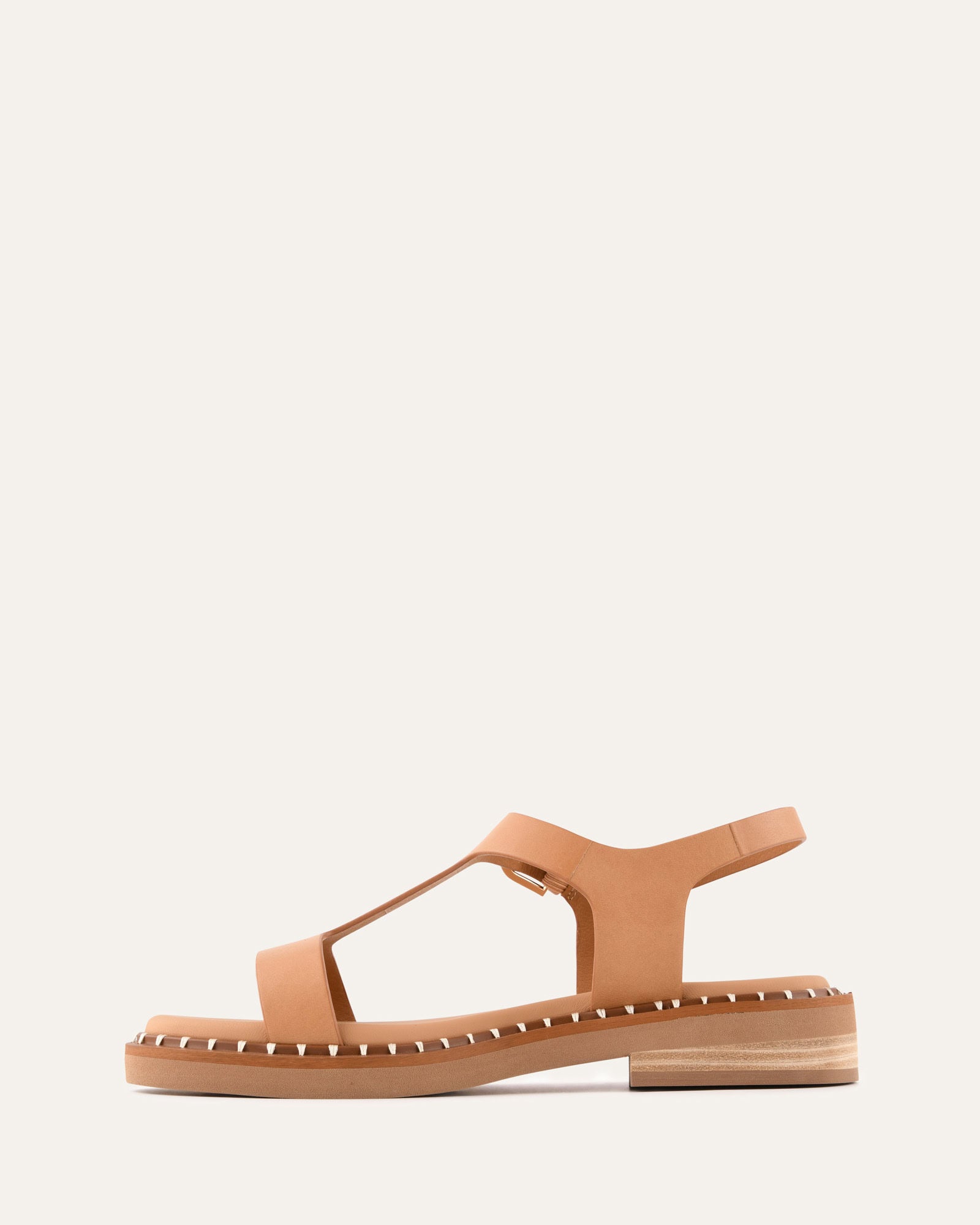 ELODIE FLAT SANDALS TAN LEATHER image